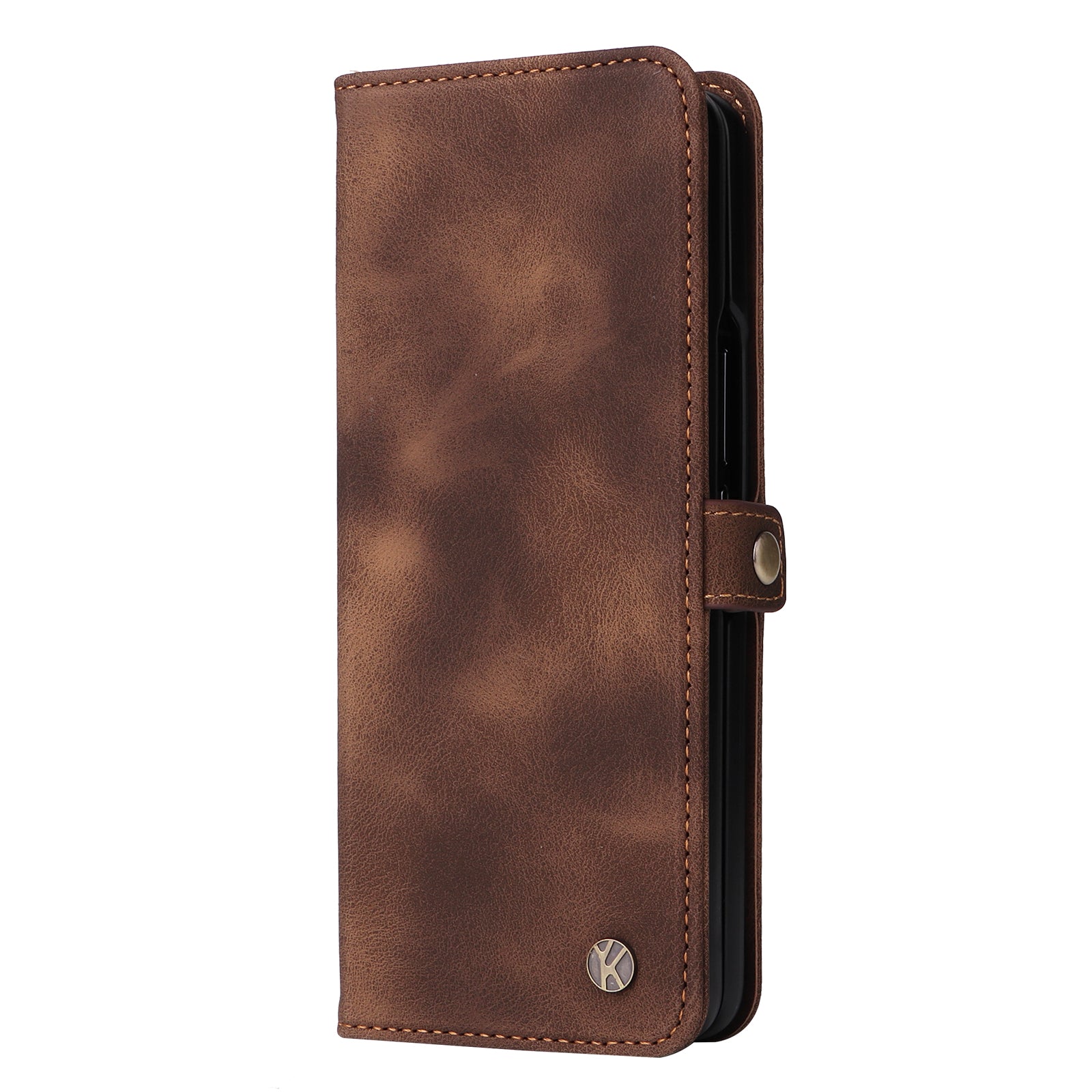 YIKATU YK-002 For Samsung Galaxy Z Fold6 5G Case PU Leather Skin-touch Phone Cover - Brown