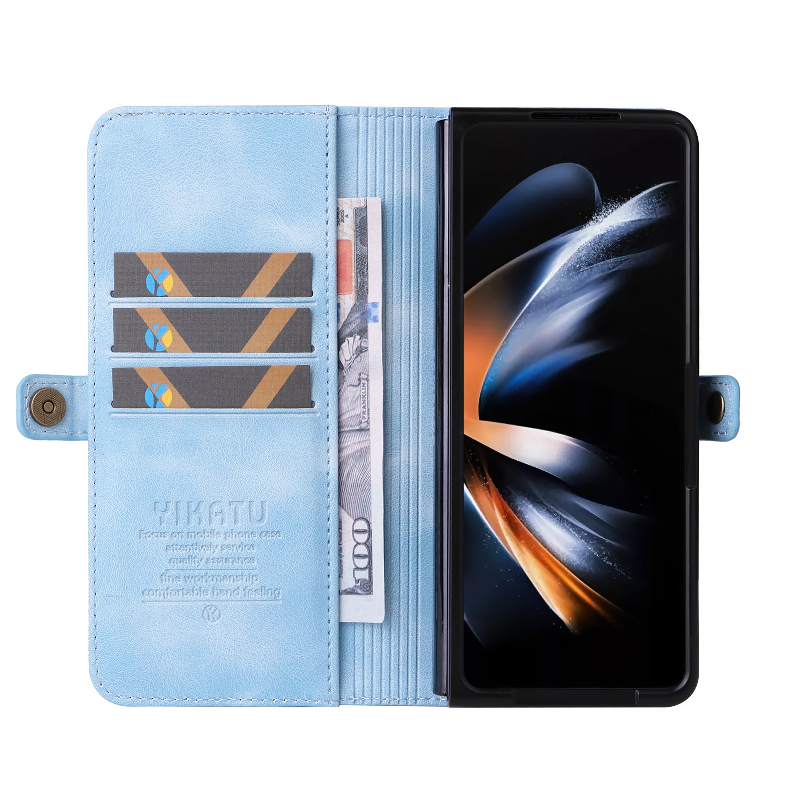 YIKATU YK-002 For Samsung Galaxy Z Fold6 5G Case PU Leather Skin-touch Phone Cover - Baby Blue