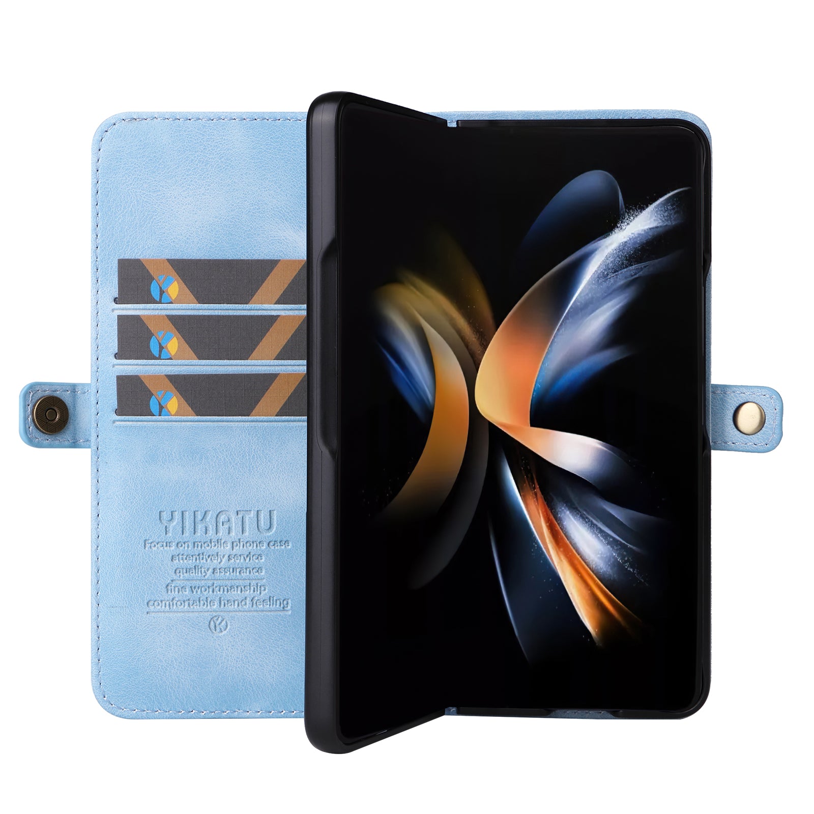 YIKATU YK-002 For Samsung Galaxy Z Fold6 5G Case PU Leather Skin-touch Phone Cover - Baby Blue