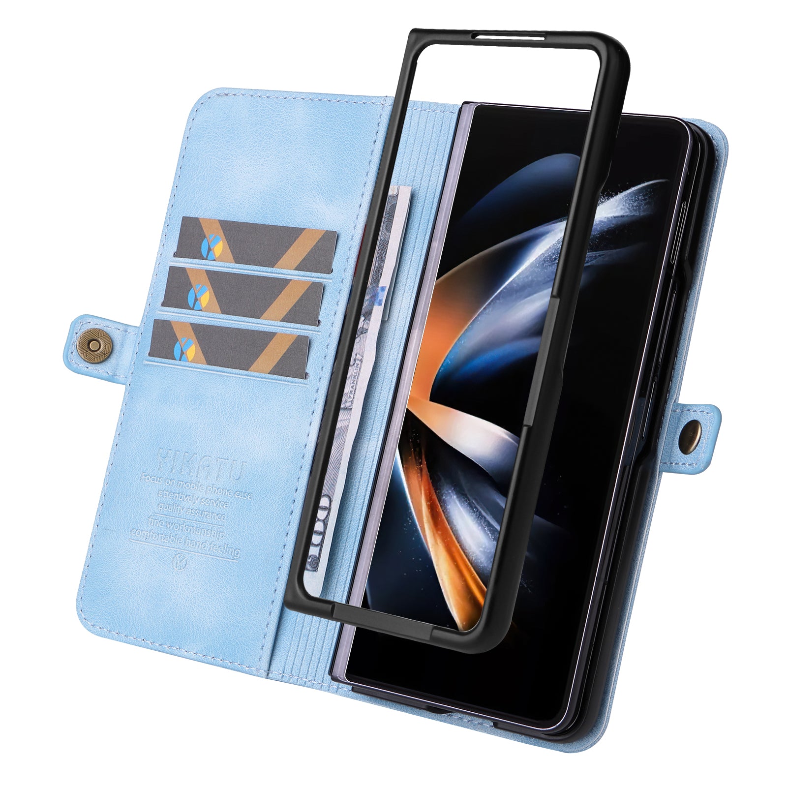 YIKATU YK-002 For Samsung Galaxy Z Fold6 5G Case PU Leather Skin-touch Phone Cover - Baby Blue