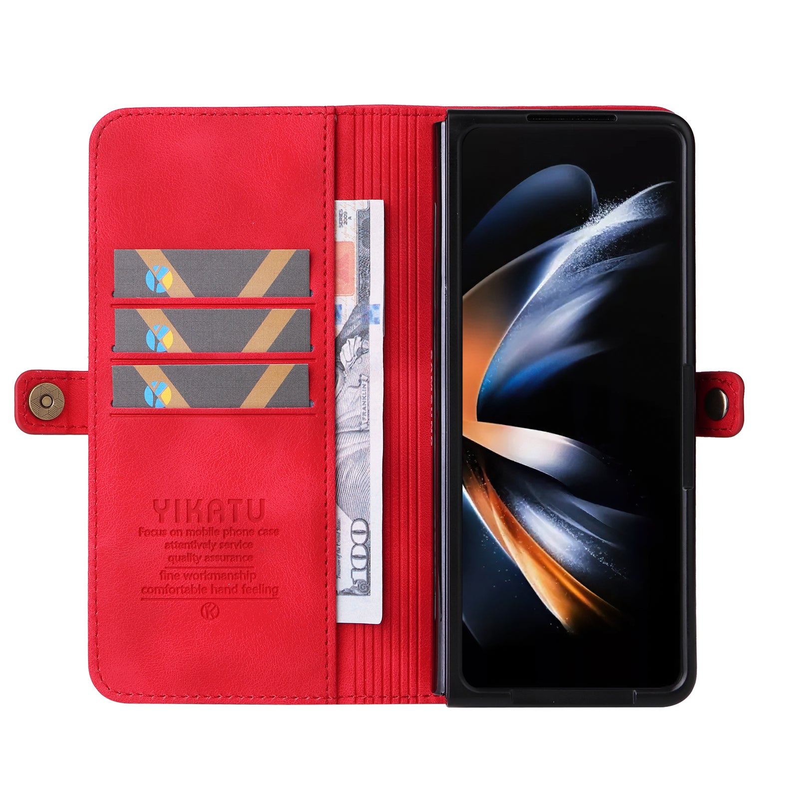 YIKATU YK-002 For Samsung Galaxy Z Fold6 5G Case PU Leather Skin-touch Phone Cover - Red