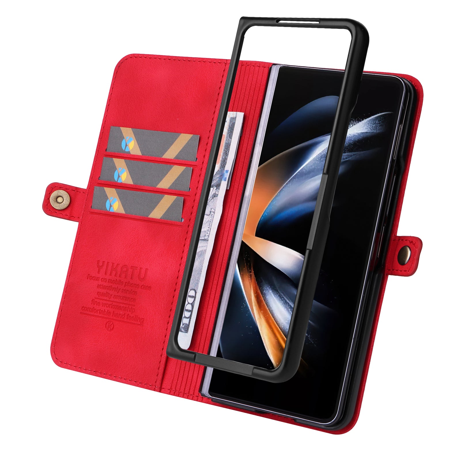 YIKATU YK-002 For Samsung Galaxy Z Fold6 5G Case PU Leather Skin-touch Phone Cover - Red