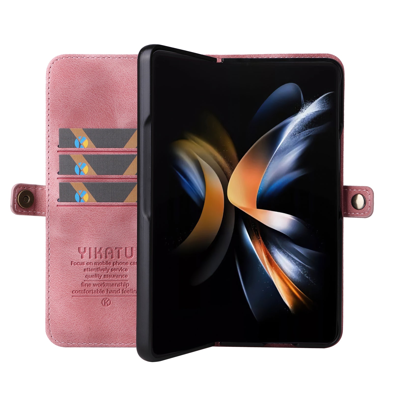 YIKATU YK-002 For Samsung Galaxy Z Fold6 5G Case PU Leather Skin-touch Phone Cover - Pink