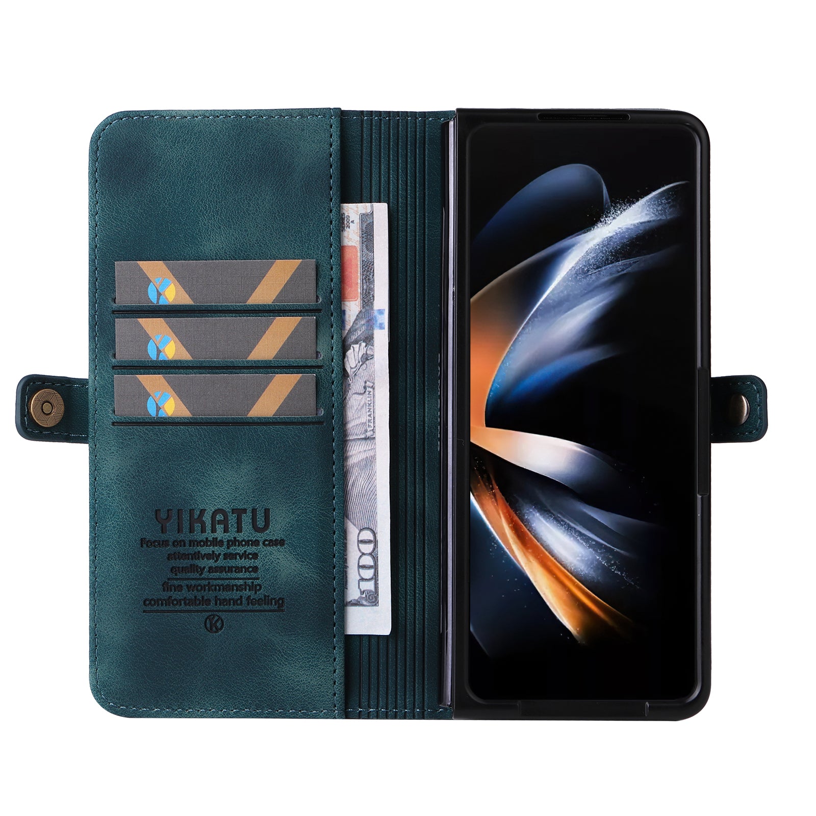 YIKATU YK-002 For Samsung Galaxy Z Fold6 5G Case PU Leather Skin-touch Phone Cover - Blue