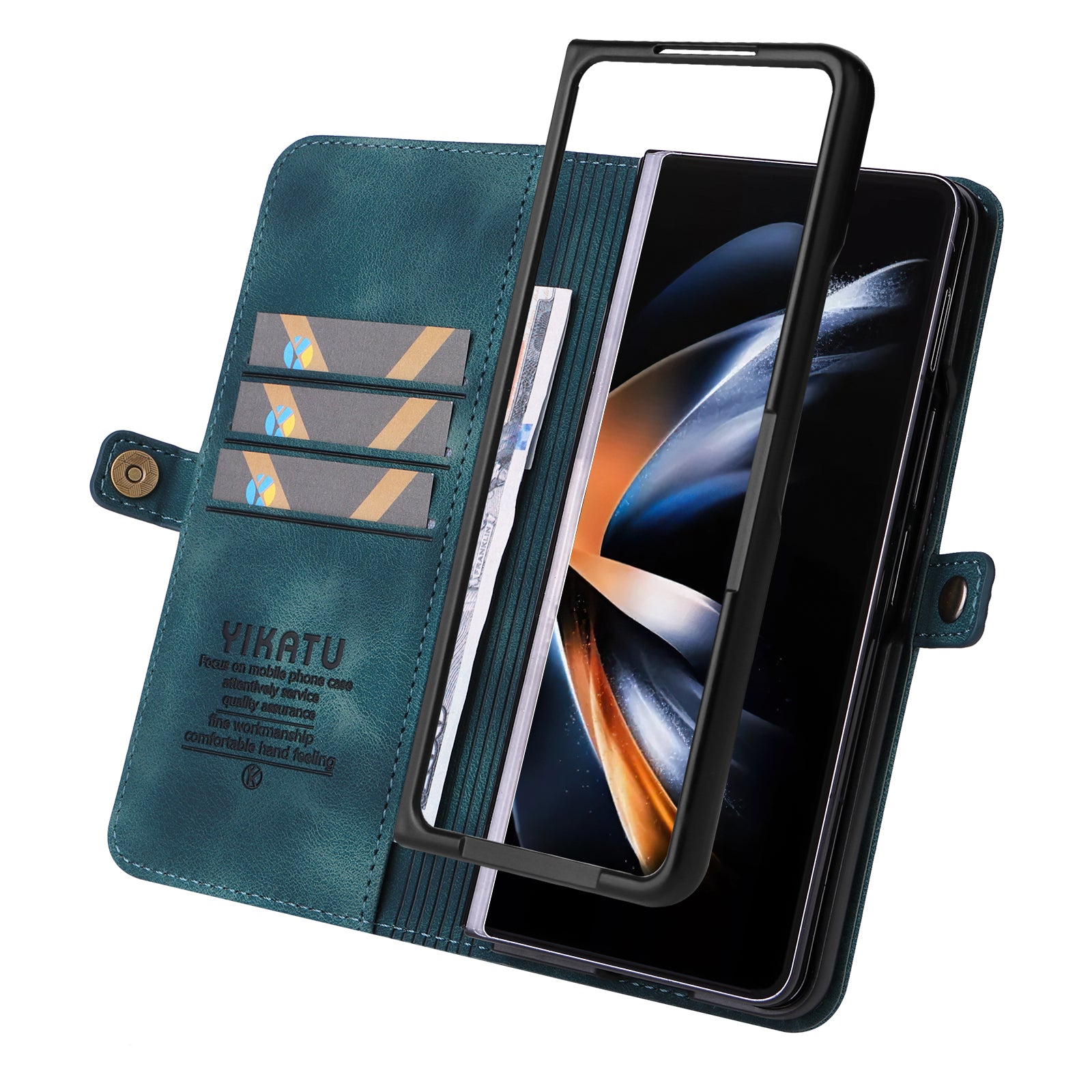 YIKATU YK-002 For Samsung Galaxy Z Fold6 5G Case PU Leather Skin-touch Phone Cover - Blue