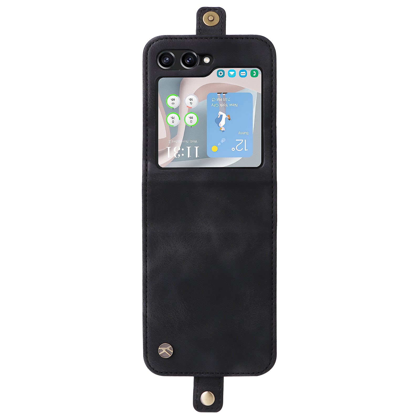 YIKATU YK-002 For Samsung Galaxy Z Flip6 5G Case Card Holders PU Leather Skin-Touch Phone Cover - Black