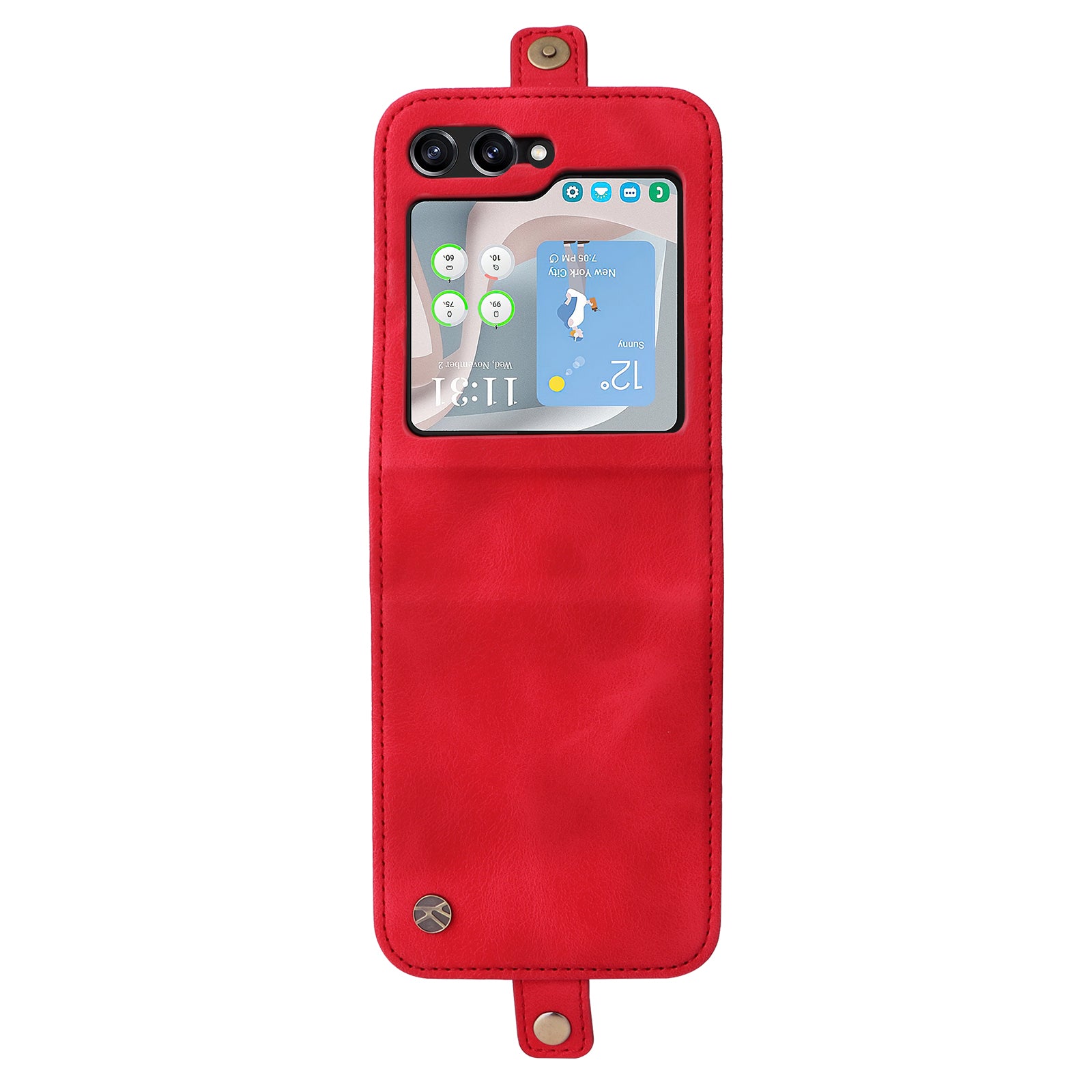 YIKATU YK-002 For Samsung Galaxy Z Flip6 5G Case Card Holders PU Leather Skin-touch Phone Cover - Red