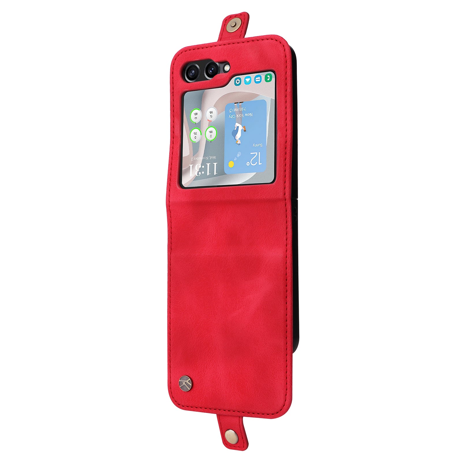 YIKATU YK-002 For Samsung Galaxy Z Flip6 5G Case Card Holders PU Leather Skin-touch Phone Cover - Red