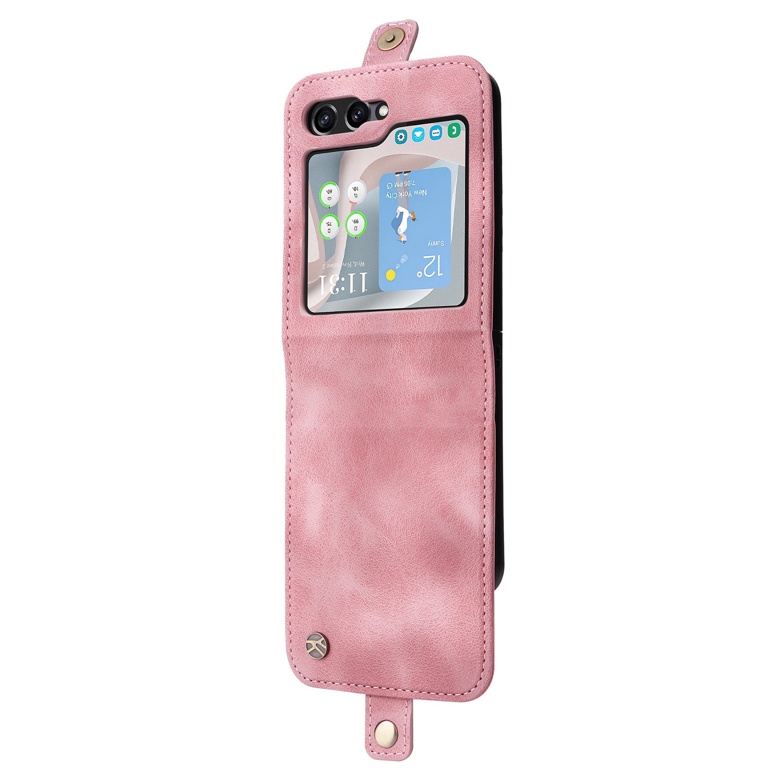 YIKATU YK-002 For Samsung Galaxy Z Flip6 5G Case Card Holders PU Leather Skin-touch Phone Cover - Pink