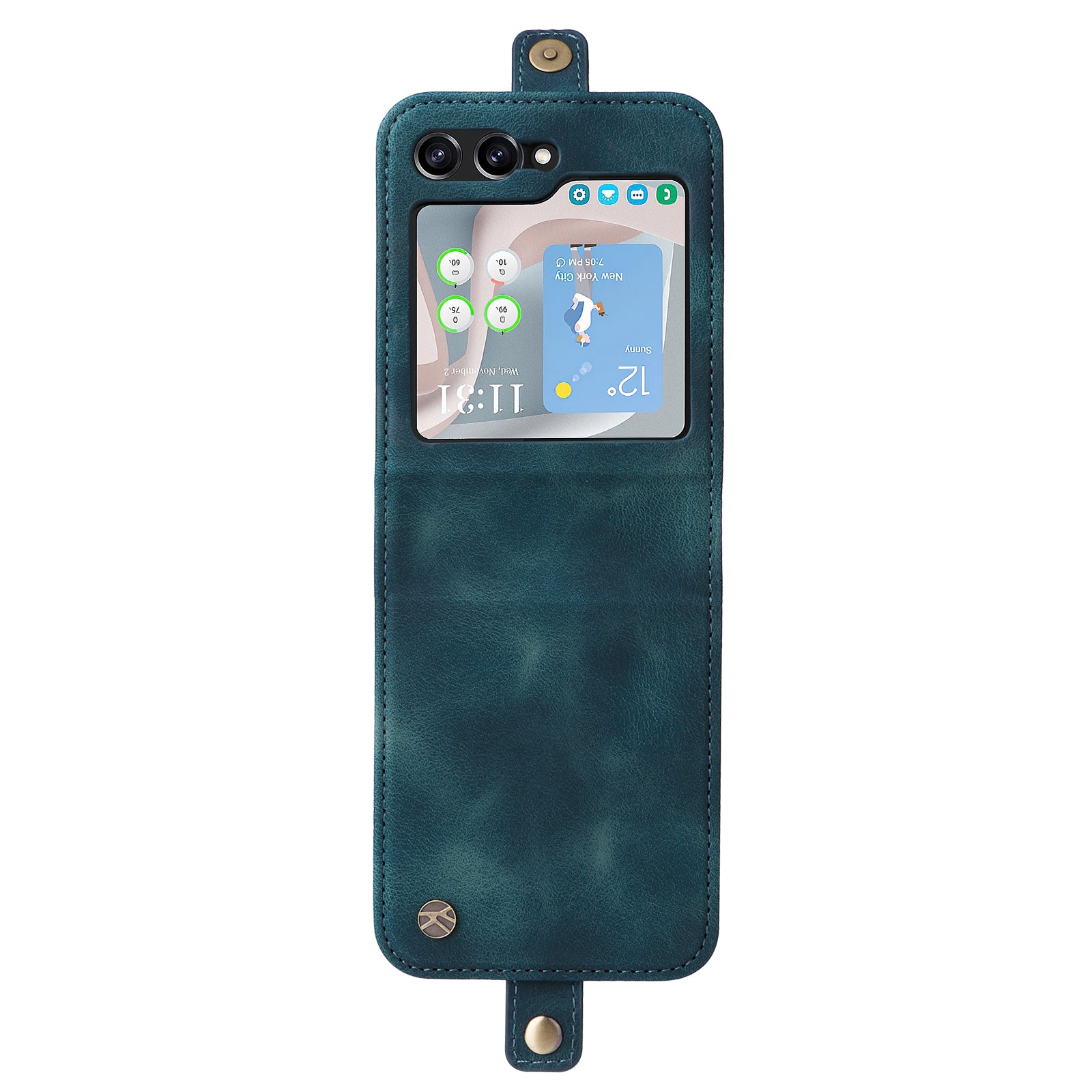 YIKATU YK-002 For Samsung Galaxy Z Flip6 5G Case Card Holders PU Leather Skin-touch Phone Cover - Blue