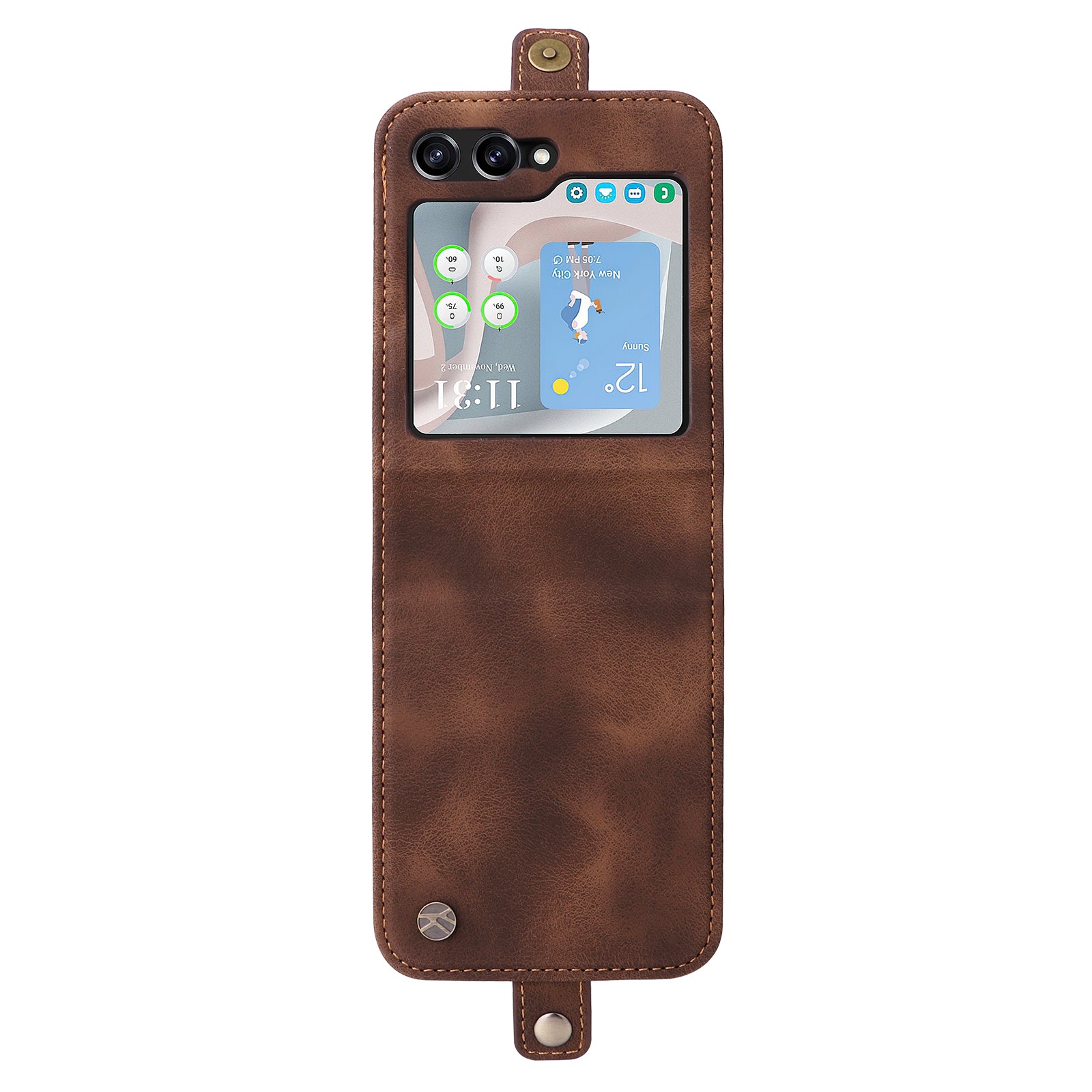 YIKATU YK-002 For Samsung Galaxy Z Flip6 5G Case Card Holders PU Leather Skin-touch Phone Cover - Brown