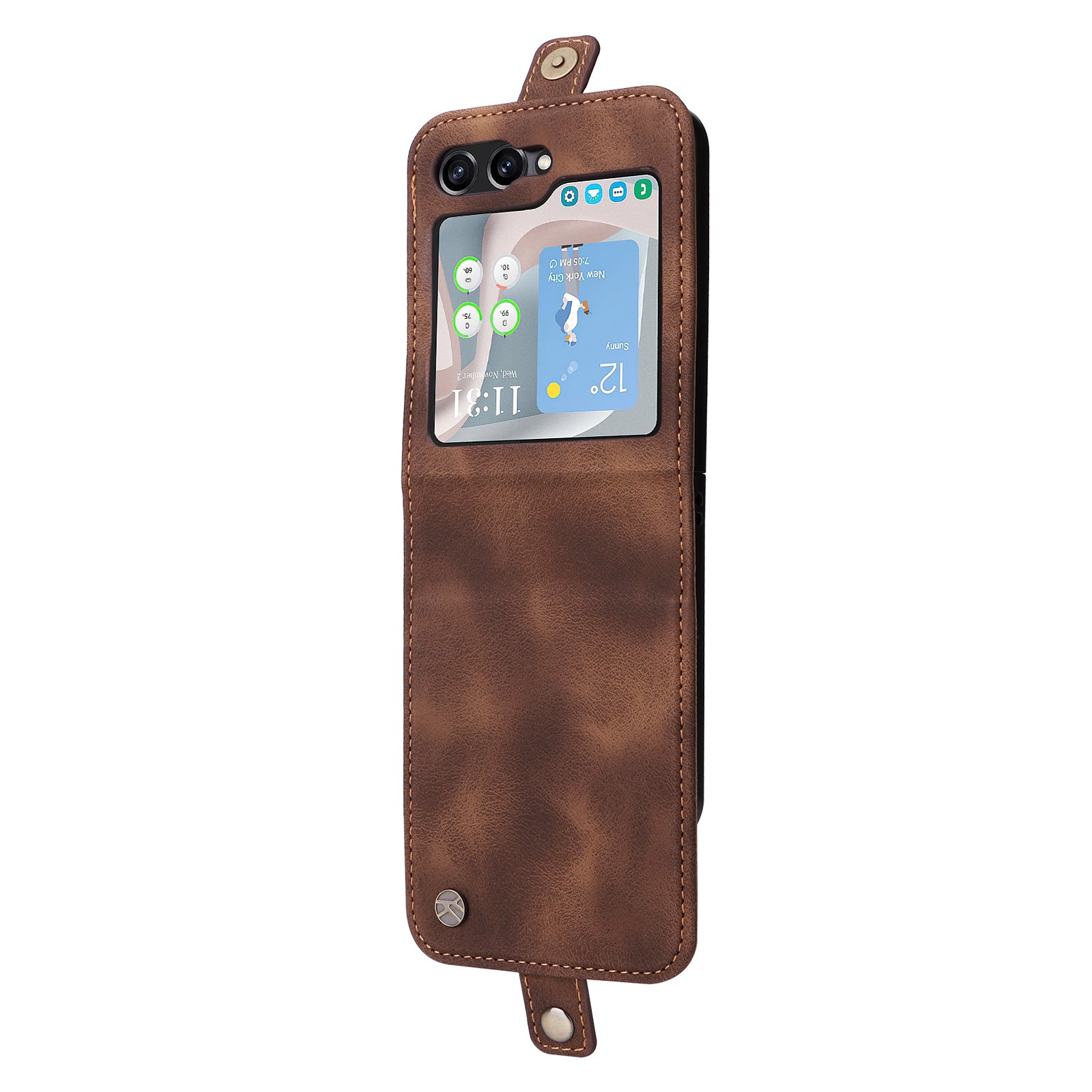 YIKATU YK-002 For Samsung Galaxy Z Flip6 5G Case Card Holders PU Leather Skin-touch Phone Cover - Brown