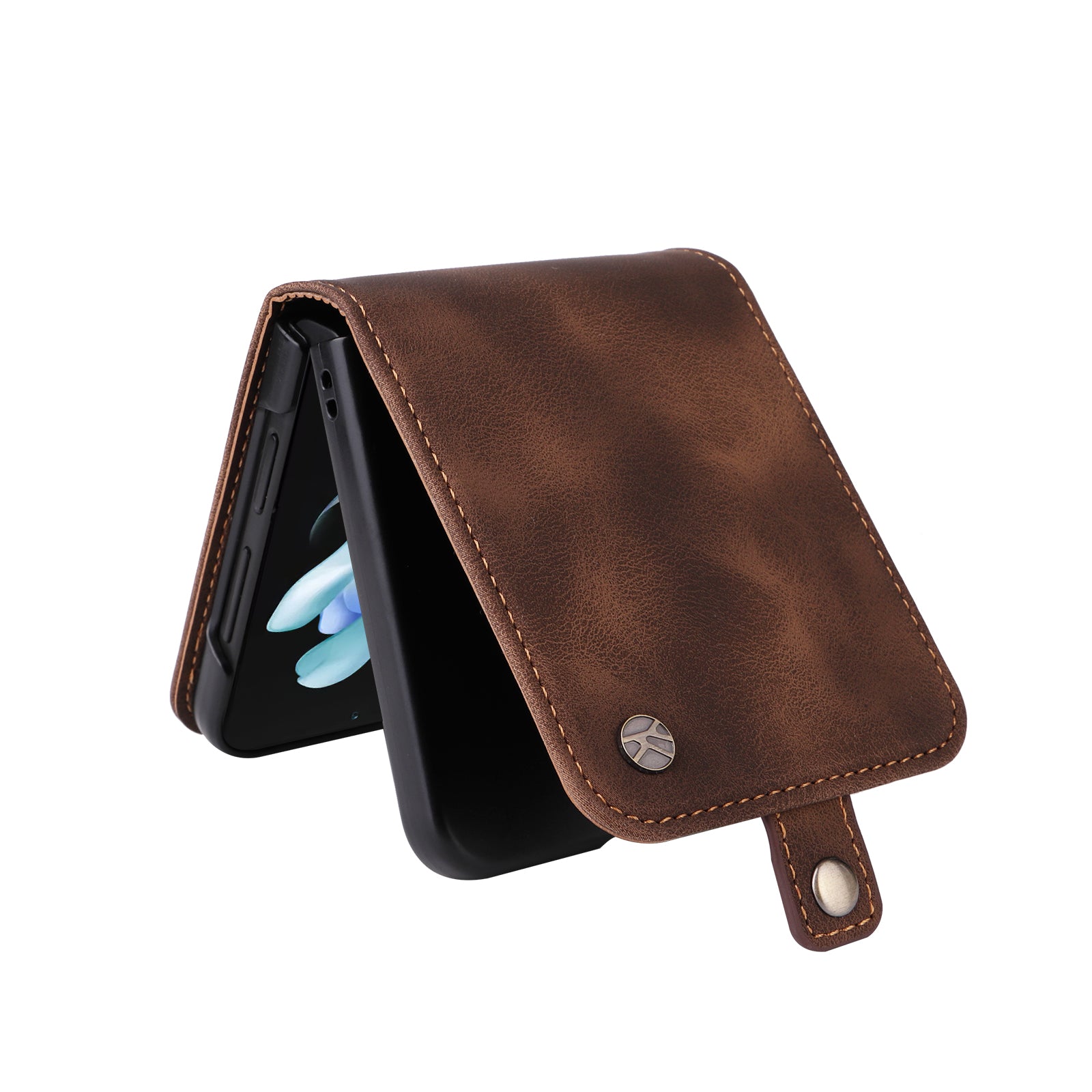 YIKATU YK-002 For Samsung Galaxy Z Flip6 5G Case Card Holders PU Leather Skin-touch Phone Cover - Brown