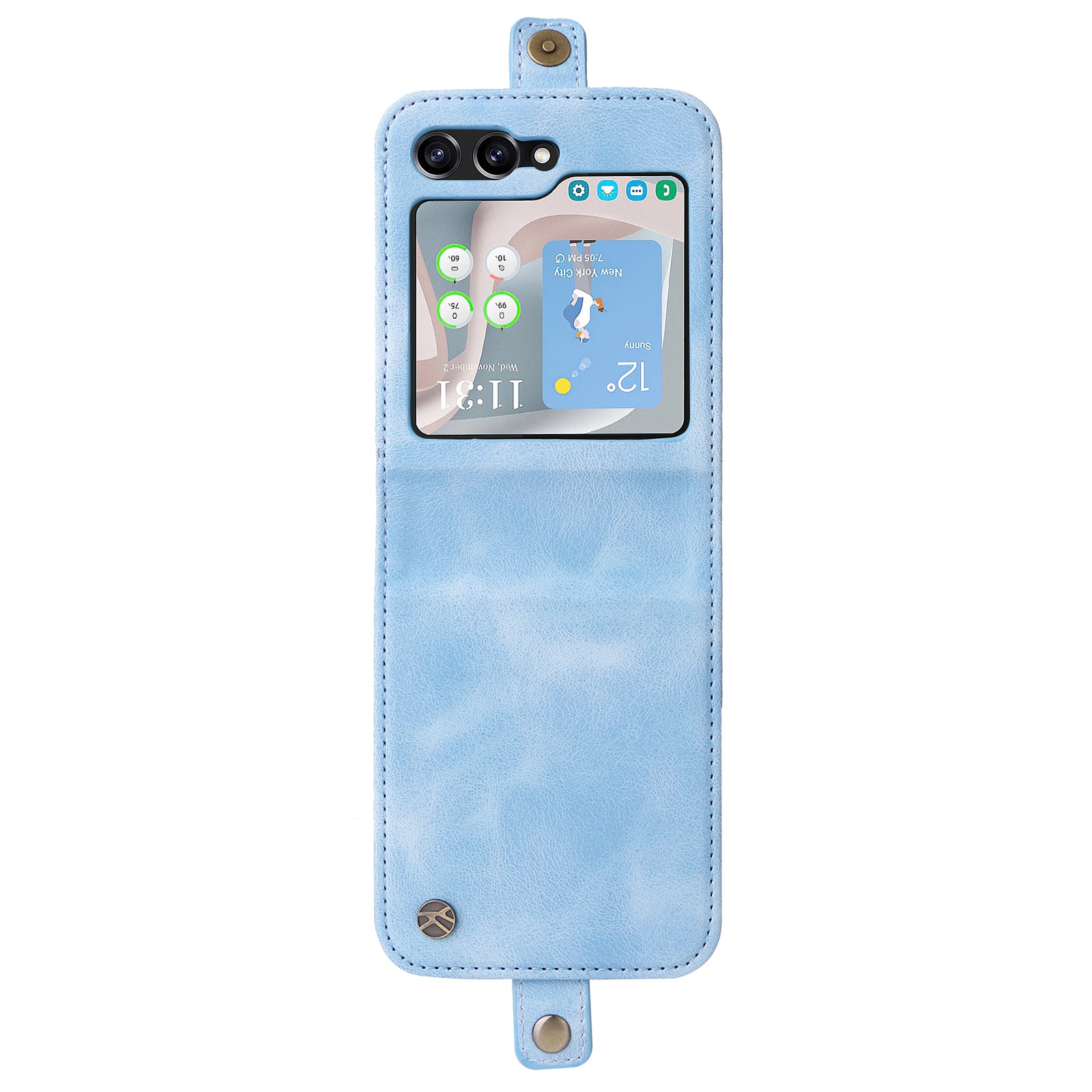 YIKATU YK-002 For Samsung Galaxy Z Flip6 5G Case Card Holders PU Leather Skin-touch Phone Cover - Baby Blue