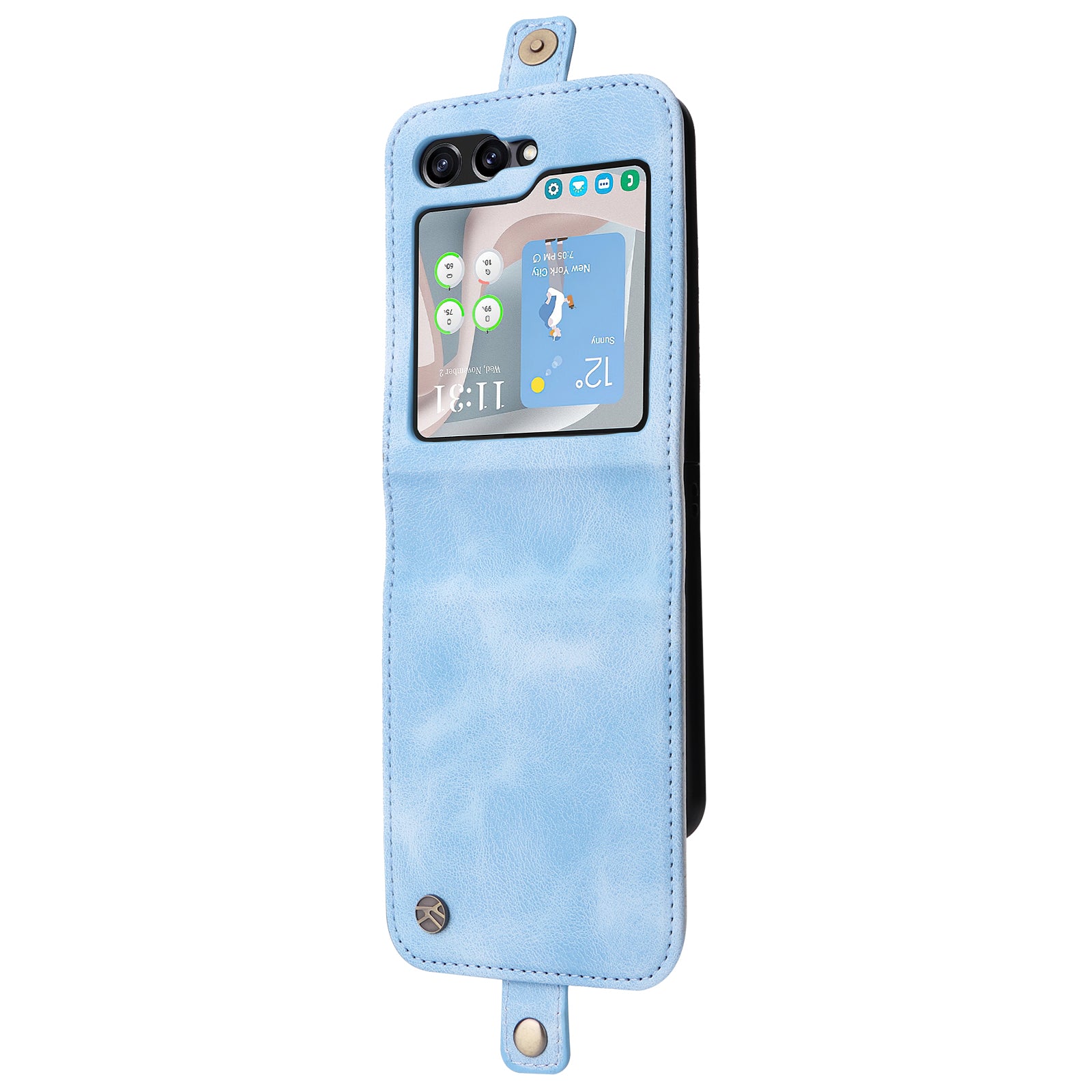 YIKATU YK-002 For Samsung Galaxy Z Flip6 5G Case Card Holders PU Leather Skin-touch Phone Cover - Baby Blue