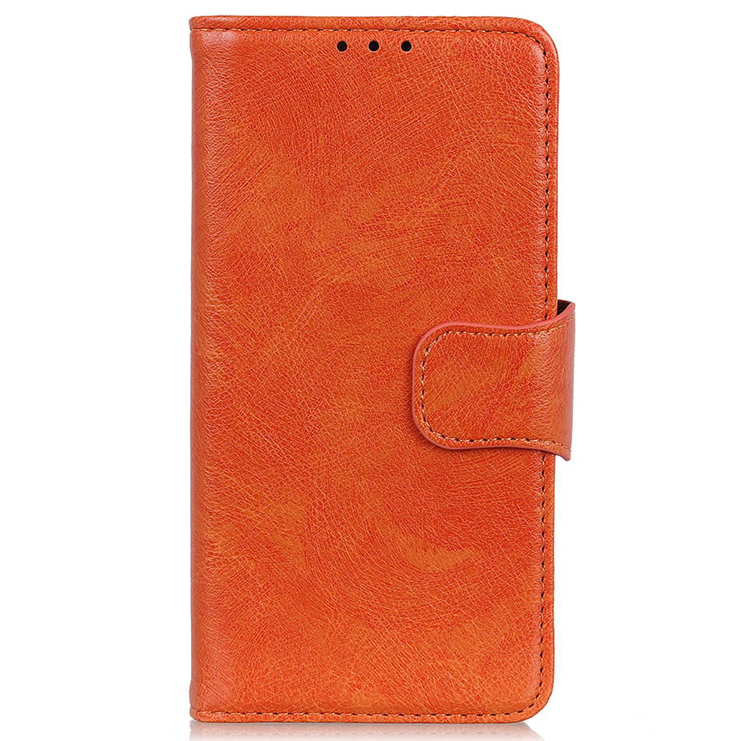 For iPhone 16 Case Nappa Texture Wallet Stand Split Leather Phone Cover - Orange