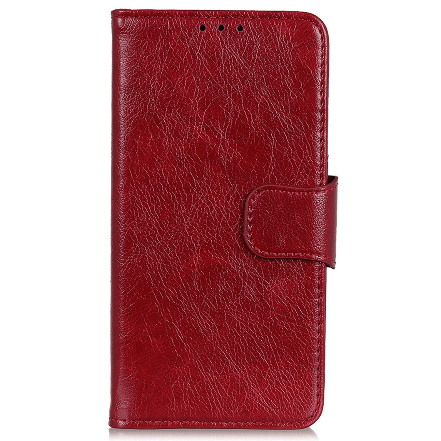 For iPhone 16 Case Nappa Texture Wallet Stand Split Leather Phone Cover - Red