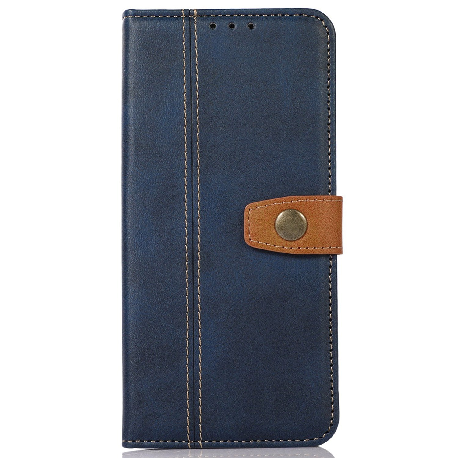 For iPhone 16 Case Leather Wallet Stand Calf Texture Protective Phone Cover - Sapphire