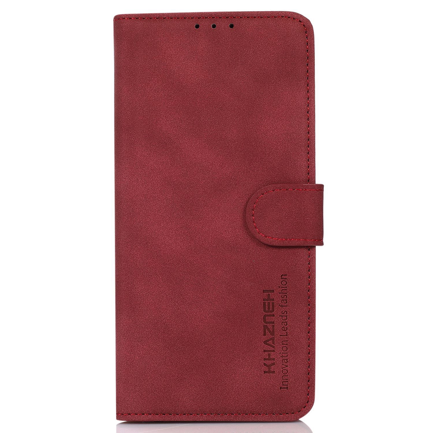 KHAZNEH For iPhone 16 Plus Case Suede Texture Wallet Leather Phone Cover - Red