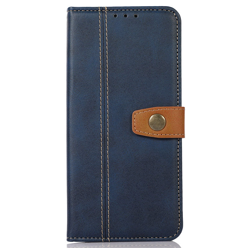 For iPhone 16 Pro Max Case Leather Wallet Stand Calf Texture Phone Protective Cover - Sapphire