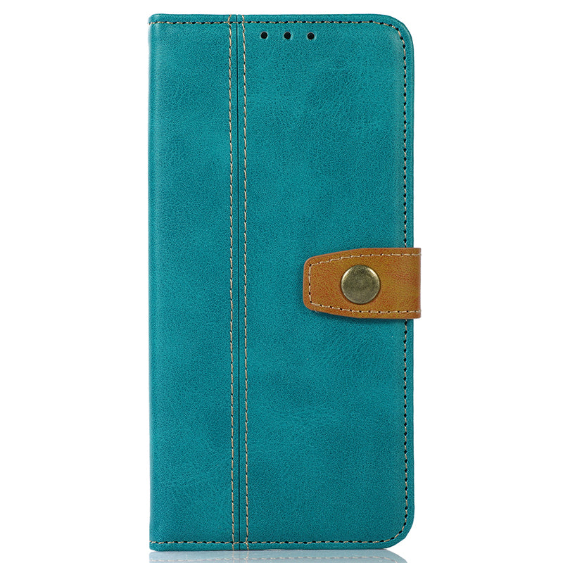 For iPhone 16 Pro Case Leather Wallet Stand Phone Cover Calf Texture Phone Shell - Light Green