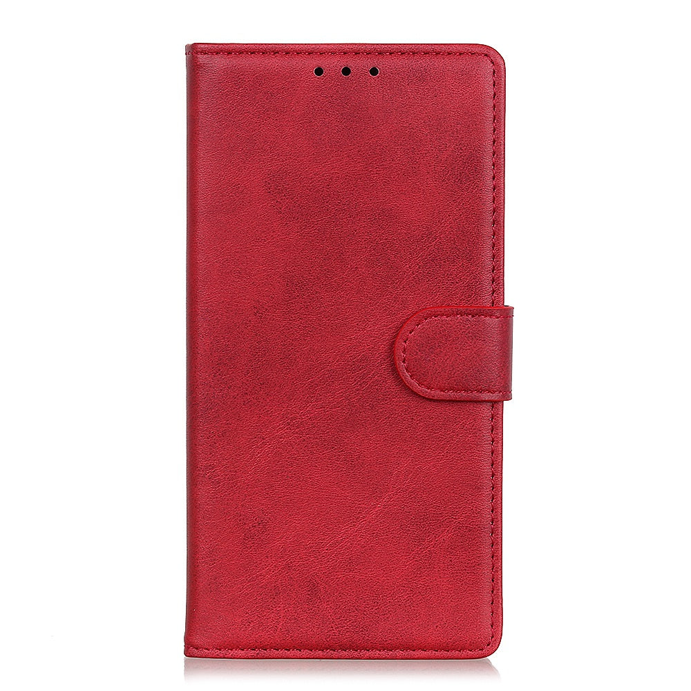 For iPhone 16 Plus Case Card Slots Wallet Cowhide Texture Leather Flip Phone Cover - Red