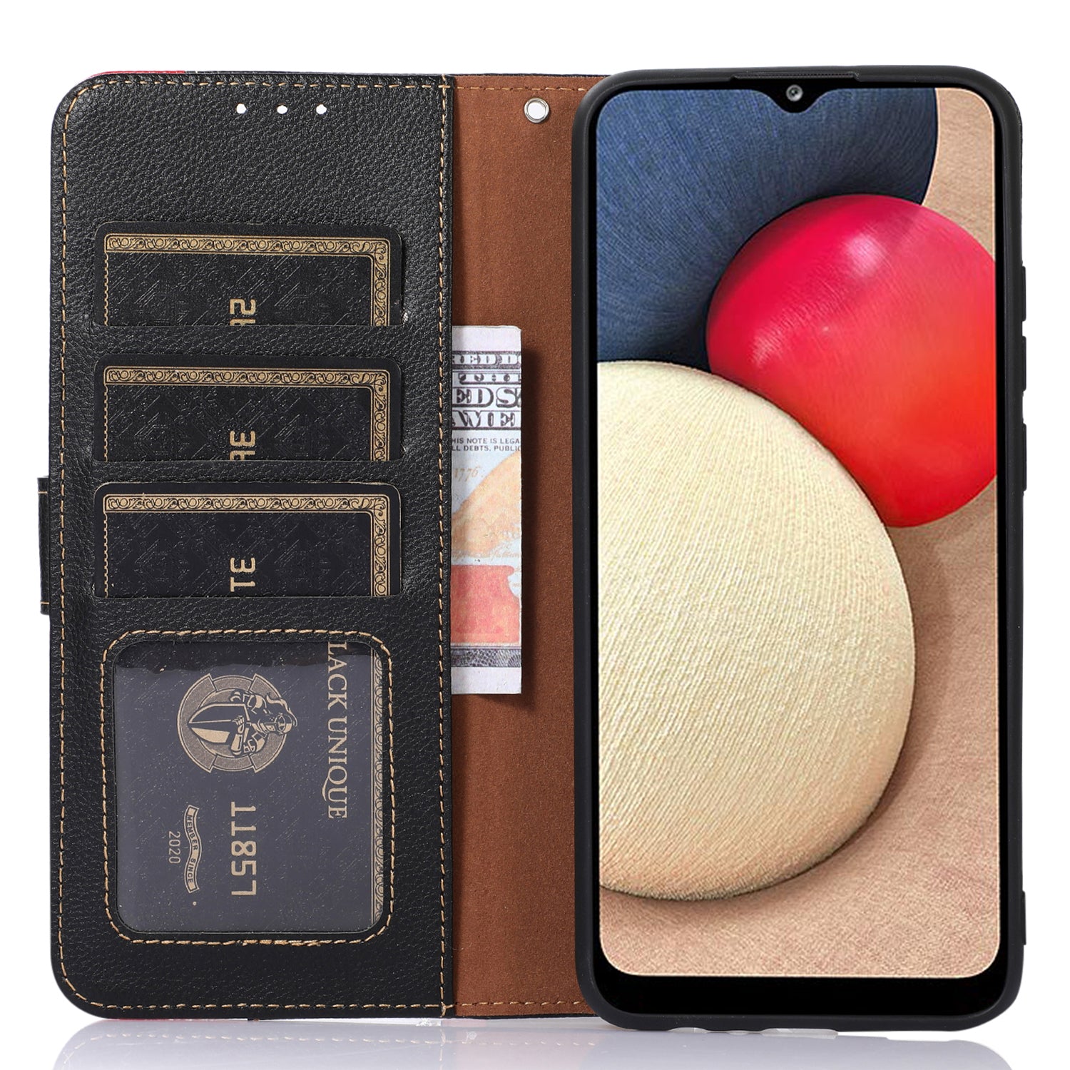 KHAZNEH For iPhone 16 Pro Case RFID Blocking Leather Litchi Texture Phone Cover - Black
