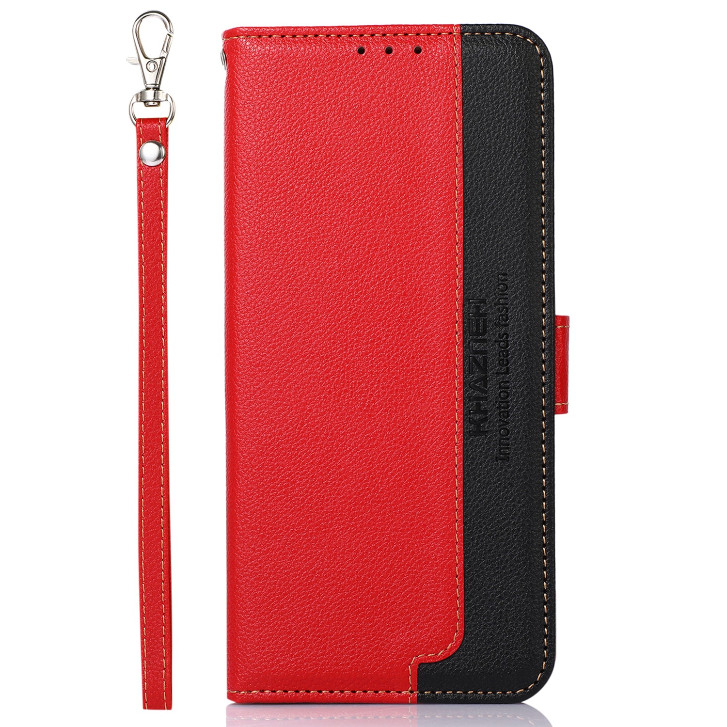 KHAZNEH For iPhone 16 Case RFID Blocking Wallet Leather Folio Flip Phone Cover - Red