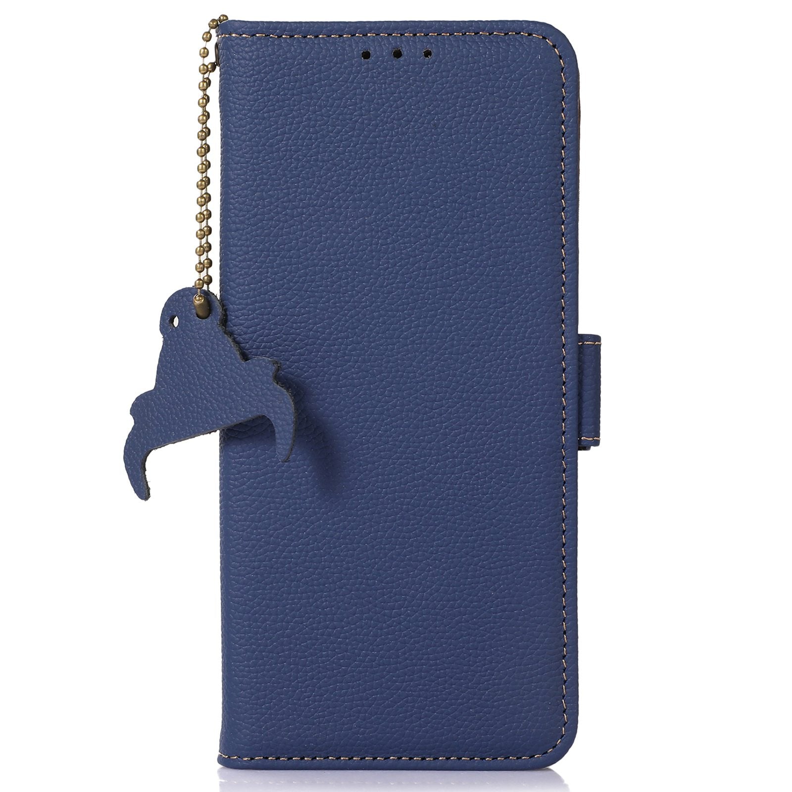 For iPhone 16 Pro Max Case RFID Blocking Genuine Cow Leather Phone Cover - Sapphire