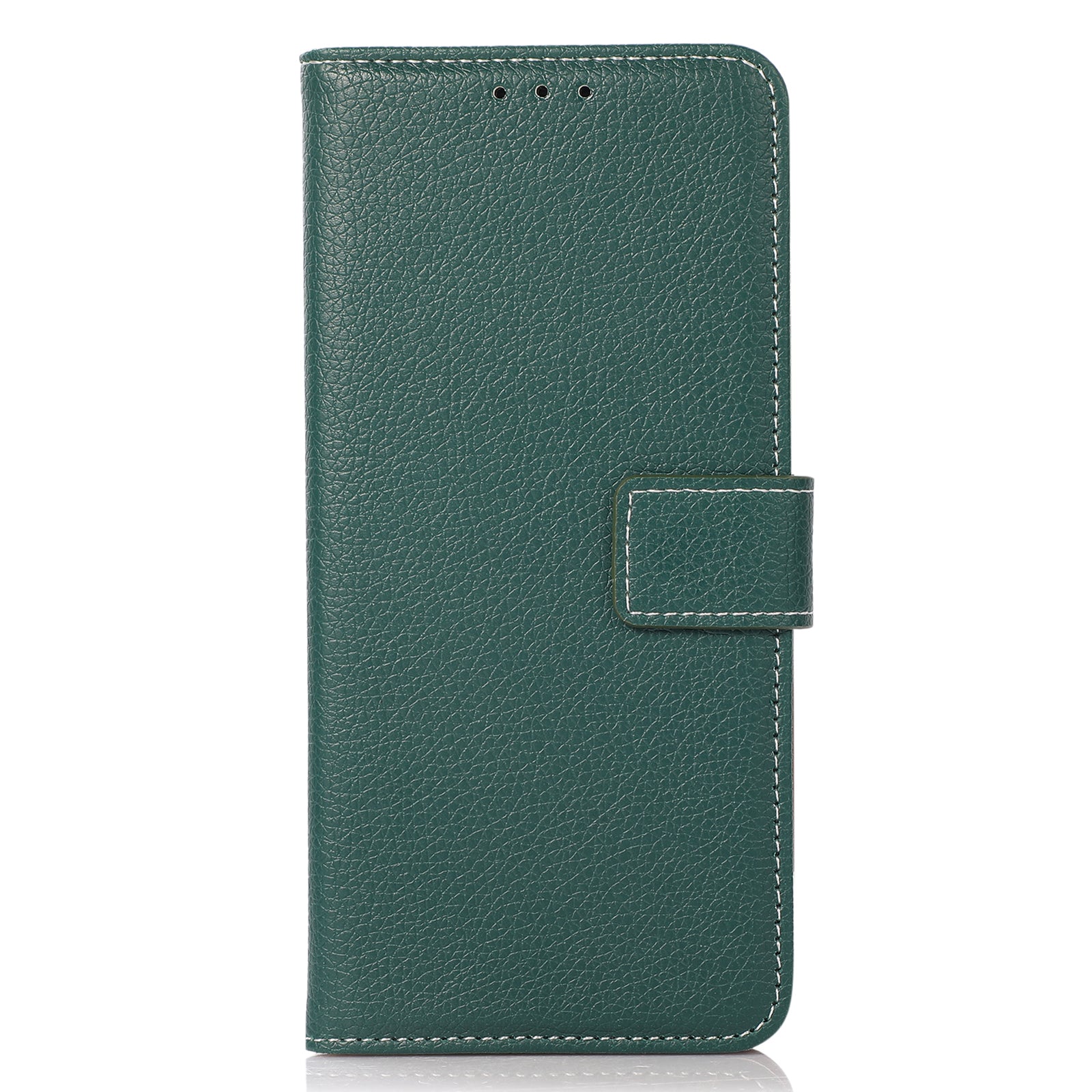 For iPhone 16 Pro Max Stand Case Litchi Texture Leather Phone Cover with Wallet - Blackish Green