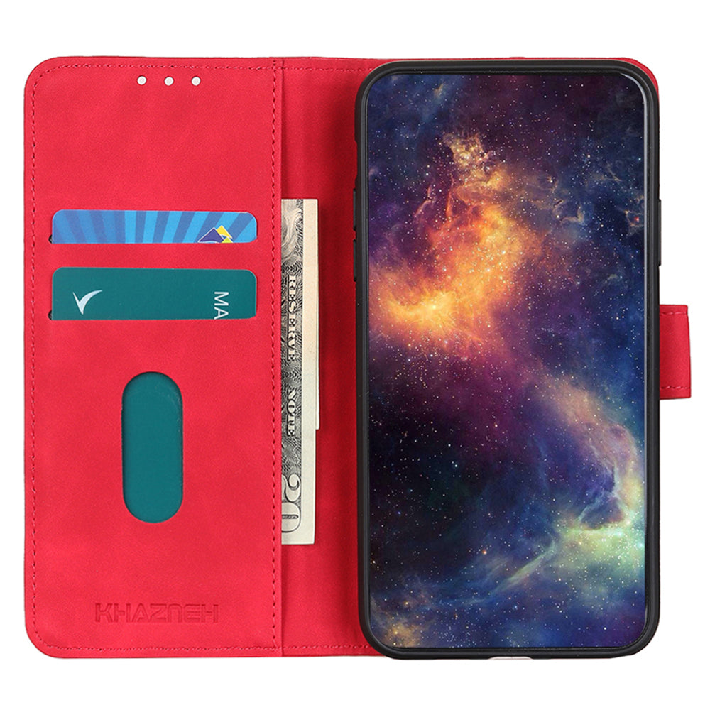 KHAZNEH For iPhone 16 Case Retro Leather Phone Cover with Wallet Stand - Red