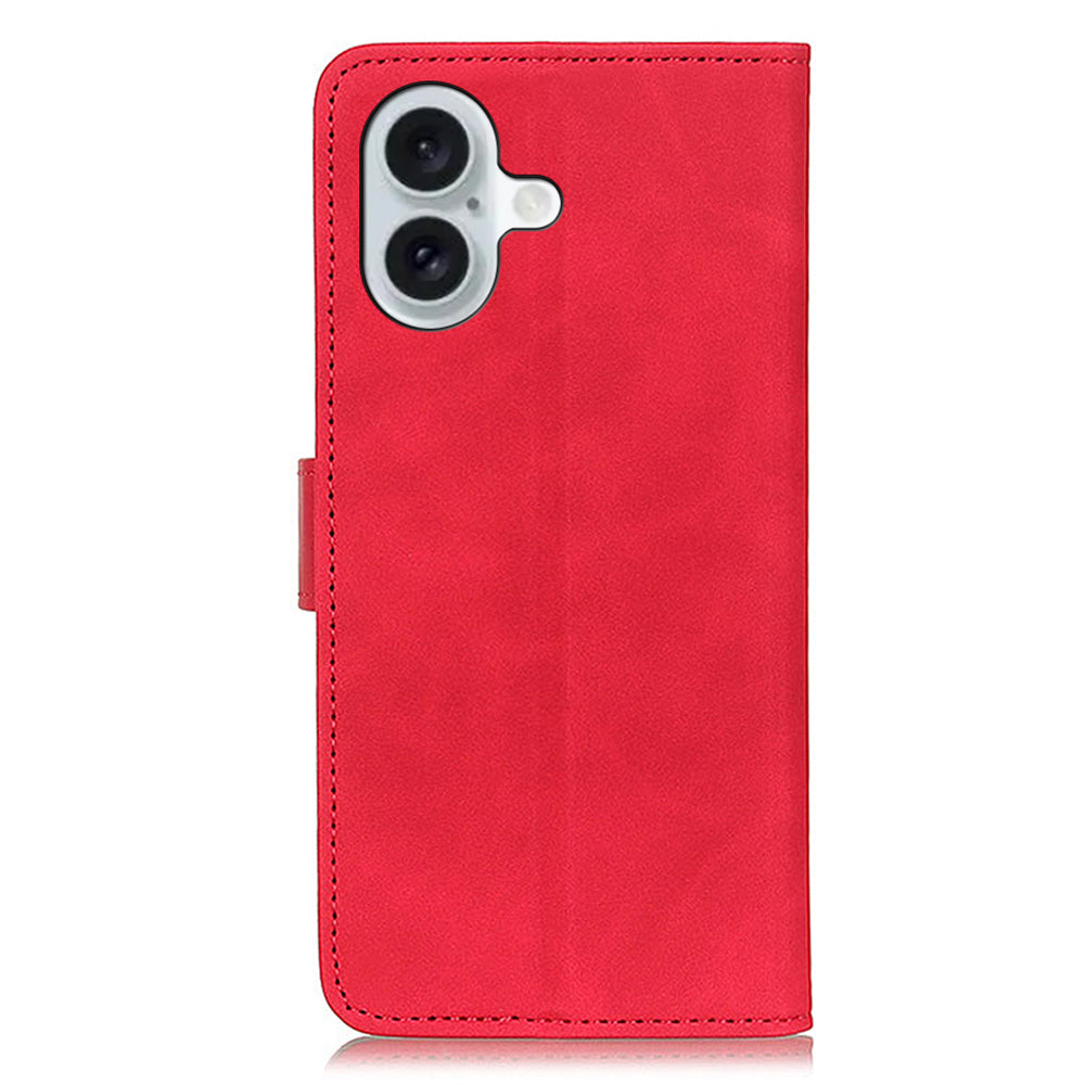 KHAZNEH For iPhone 16 Case Retro Leather Phone Cover with Wallet Stand - Red