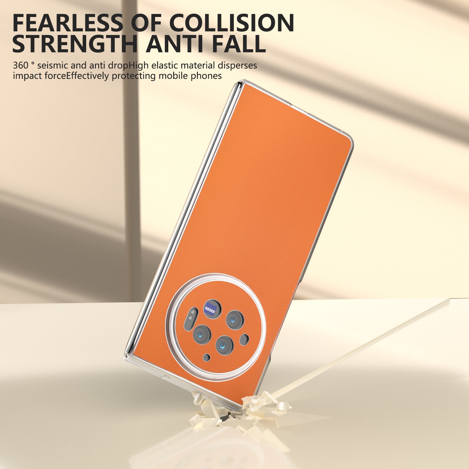 For vivo X Fold3 Case Anti-slip Grip Protective Leather+PC Phone Cover - Orange