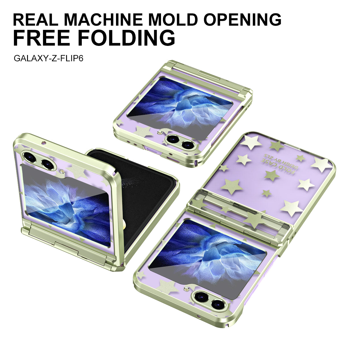 For Samsung Galaxy Z Flip6 5G Case Protective Hard PC Stars Pattern Phone Cover - Mint Green