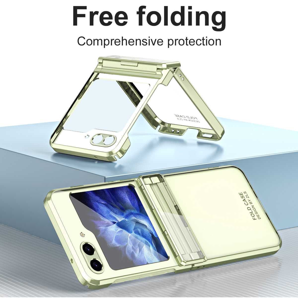 For Samsung Galaxy Z Flip6 5G Case Electroplating Hard PC Folding Phone Cover - Mint Green