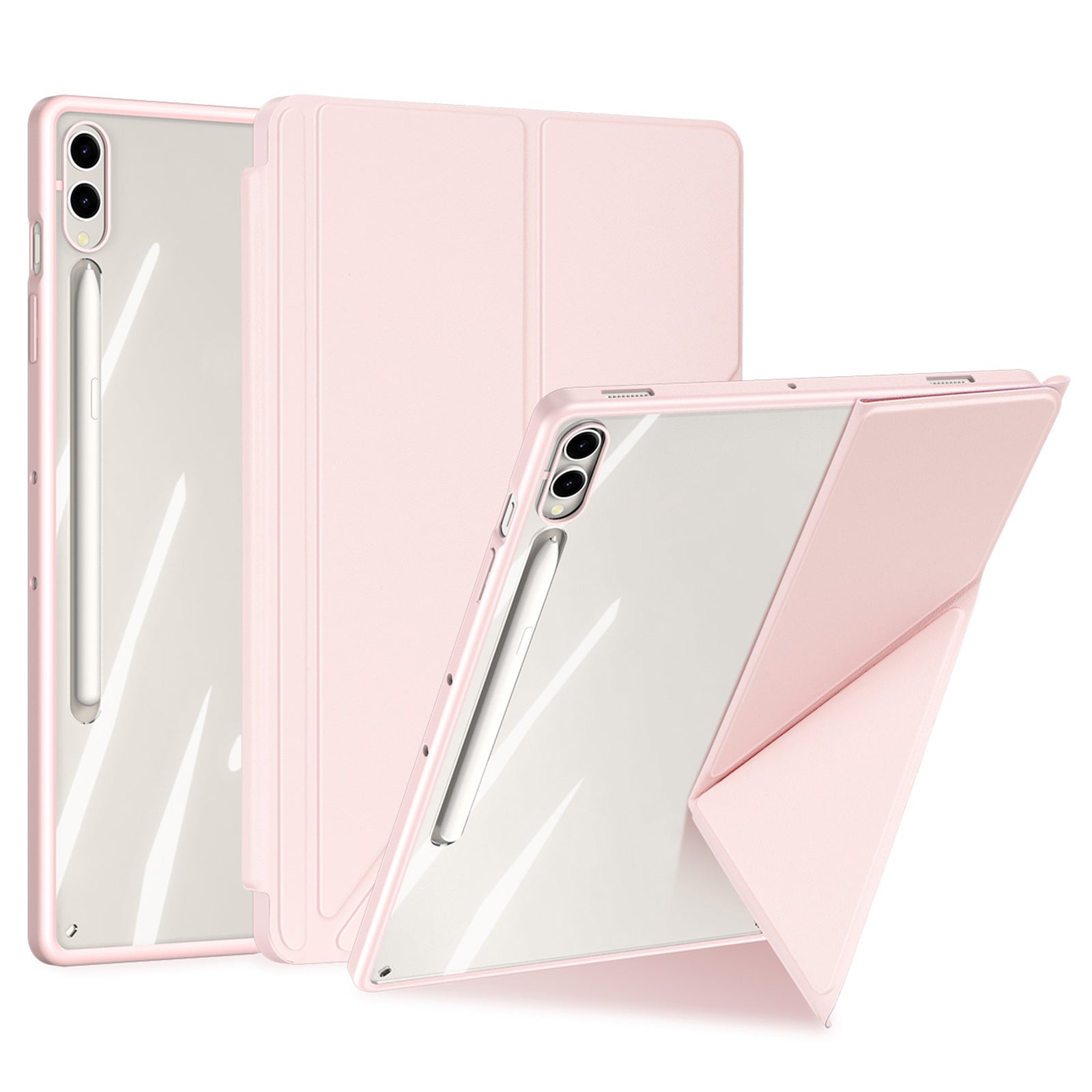 DUX DUCIS Magi Series for Samsung Galaxy Tab S9+ / S9 FE+ Leather Case Origami Stand Auto Wake / Sleep Cover - Pink