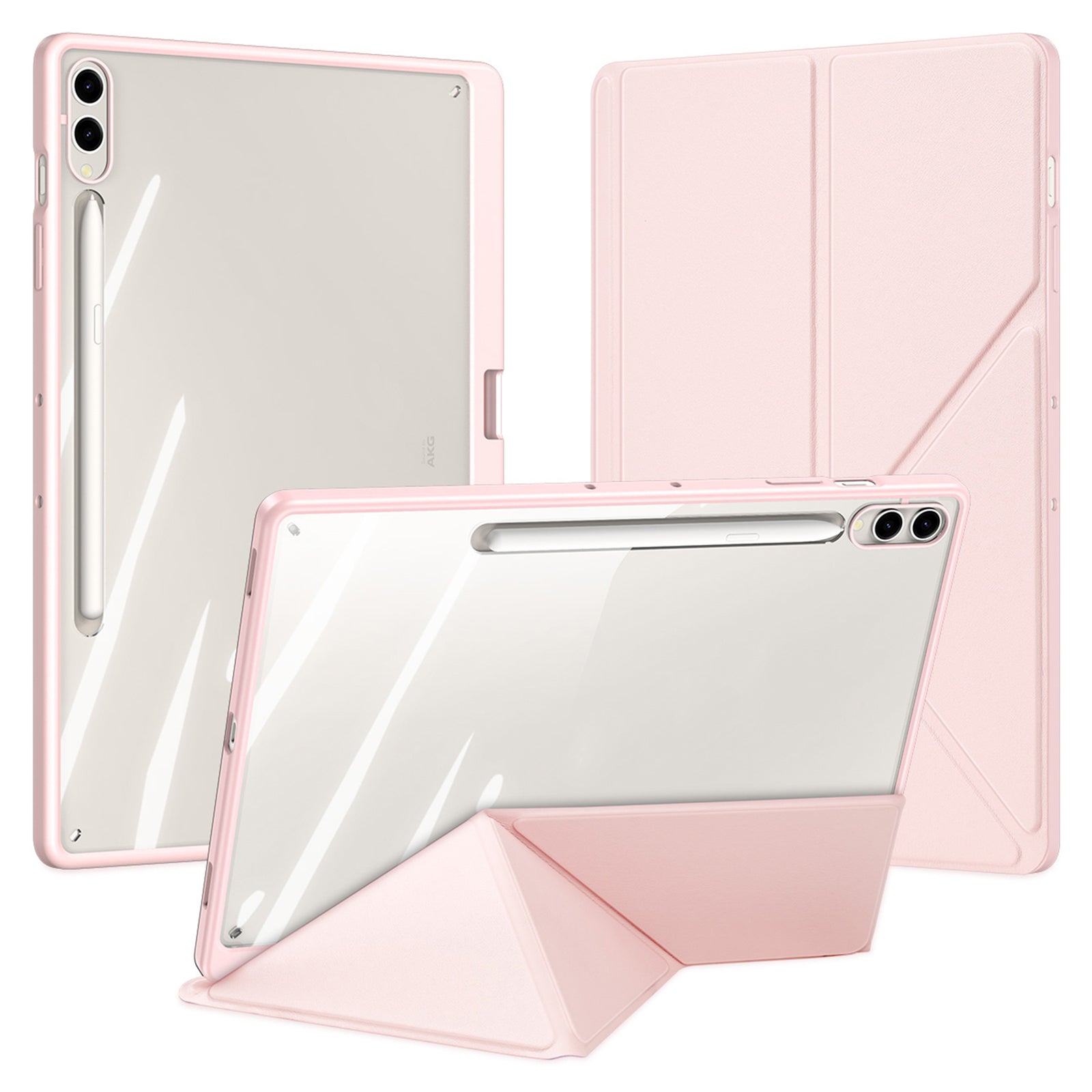 DUX DUCIS Magi Series for Samsung Galaxy Tab S9+ / S9 FE+ Leather Case Origami Stand Auto Wake / Sleep Cover - Pink