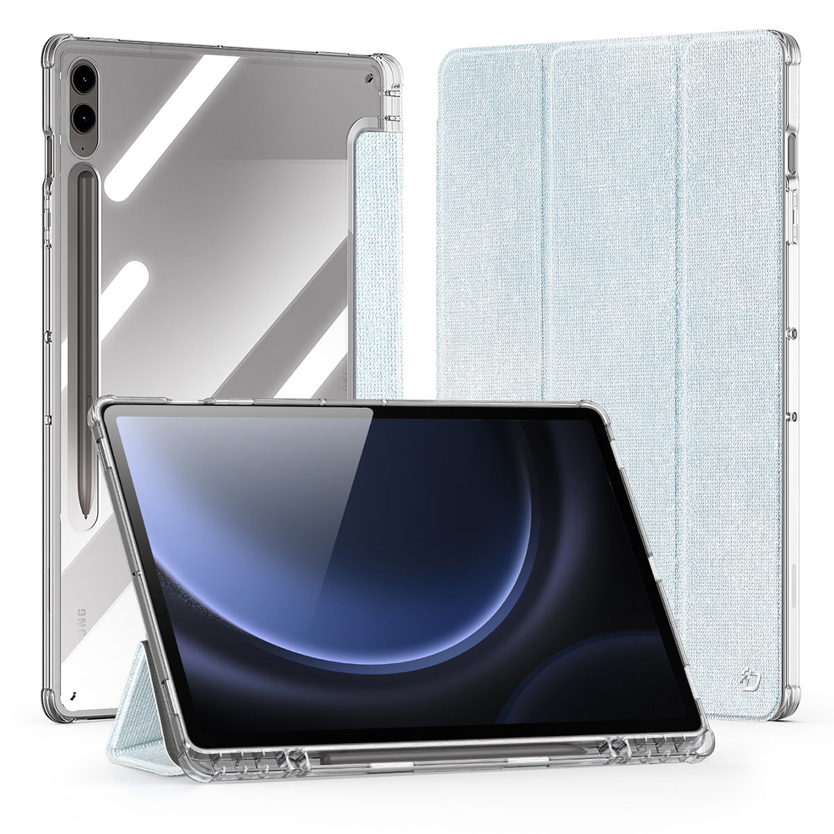 DUX DUCIS Unid Series For Samsung Galaxy Tab S9 FE+ / S9+ Case Auto Wake / Sleep TPU+PC+Leather Clear Tablet Cover - Baby Blue