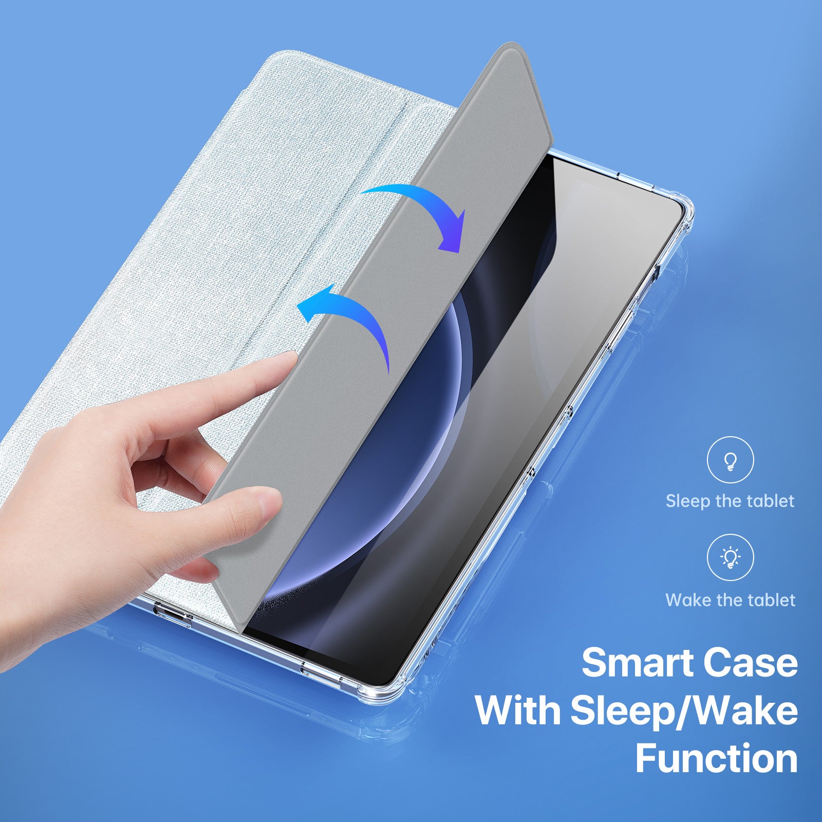 DUX DUCIS Unid Series For Samsung Galaxy Tab S9 FE+ / S9+ Case Auto Wake / Sleep TPU+PC+Leather Clear Tablet Cover - Baby Blue