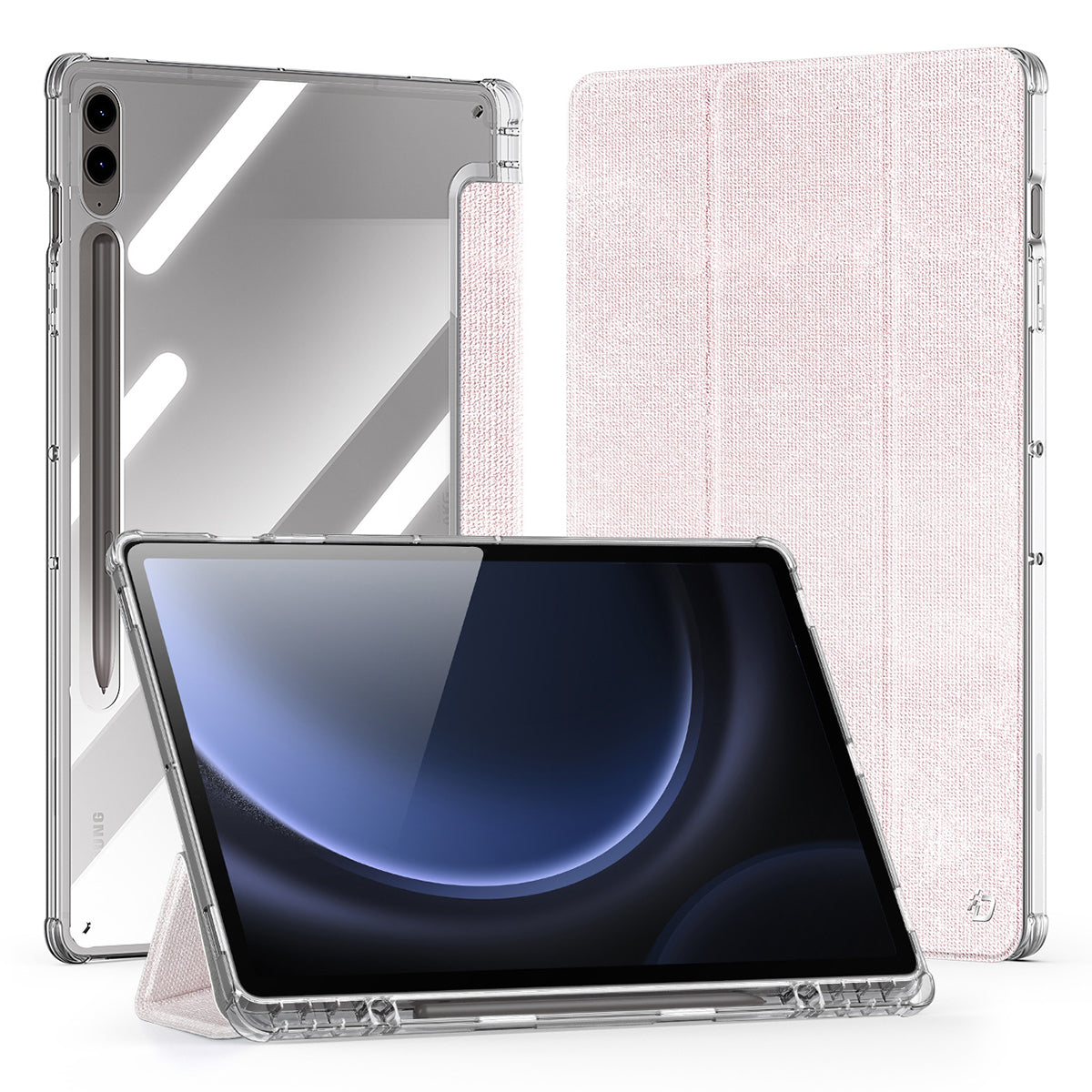 DUX DUCIS Unid Series For Samsung Galaxy Tab S9 FE+ / S9+ Case Auto Wake / Sleep TPU+PC+Leather Clear Tablet Cover - Light Pink