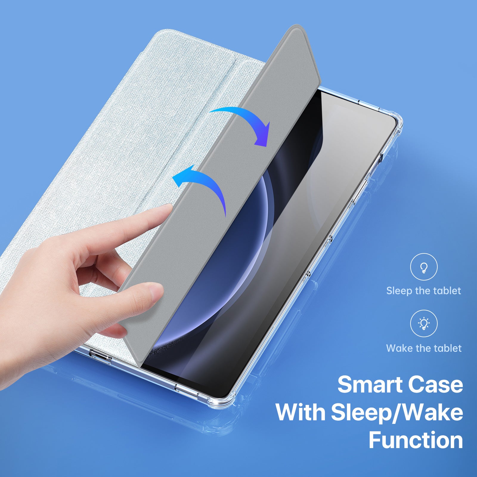 DUX DUCIS Unid Series For Samsung Galaxy Tab S9 FE / S9 Case Auto Wake / Sleep TPU+PC+Leather Clea ablet Cover - Baby Blue