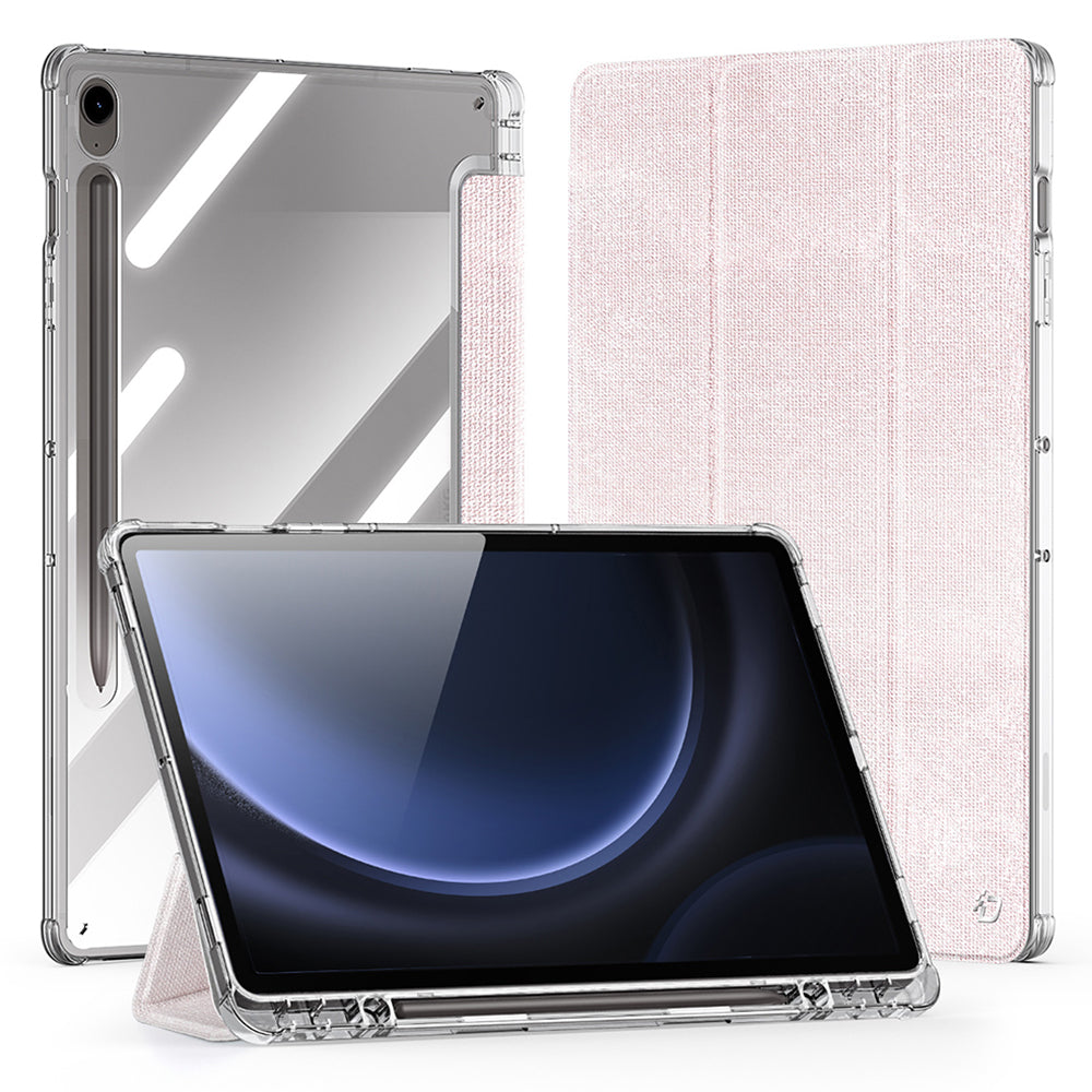 DUX DUCIS Unid Series For Samsung Galaxy Tab S9 FE / S9 Case Auto Wake / Sleep TPU+PC+Leather Clea ablet Cover - Light Pink