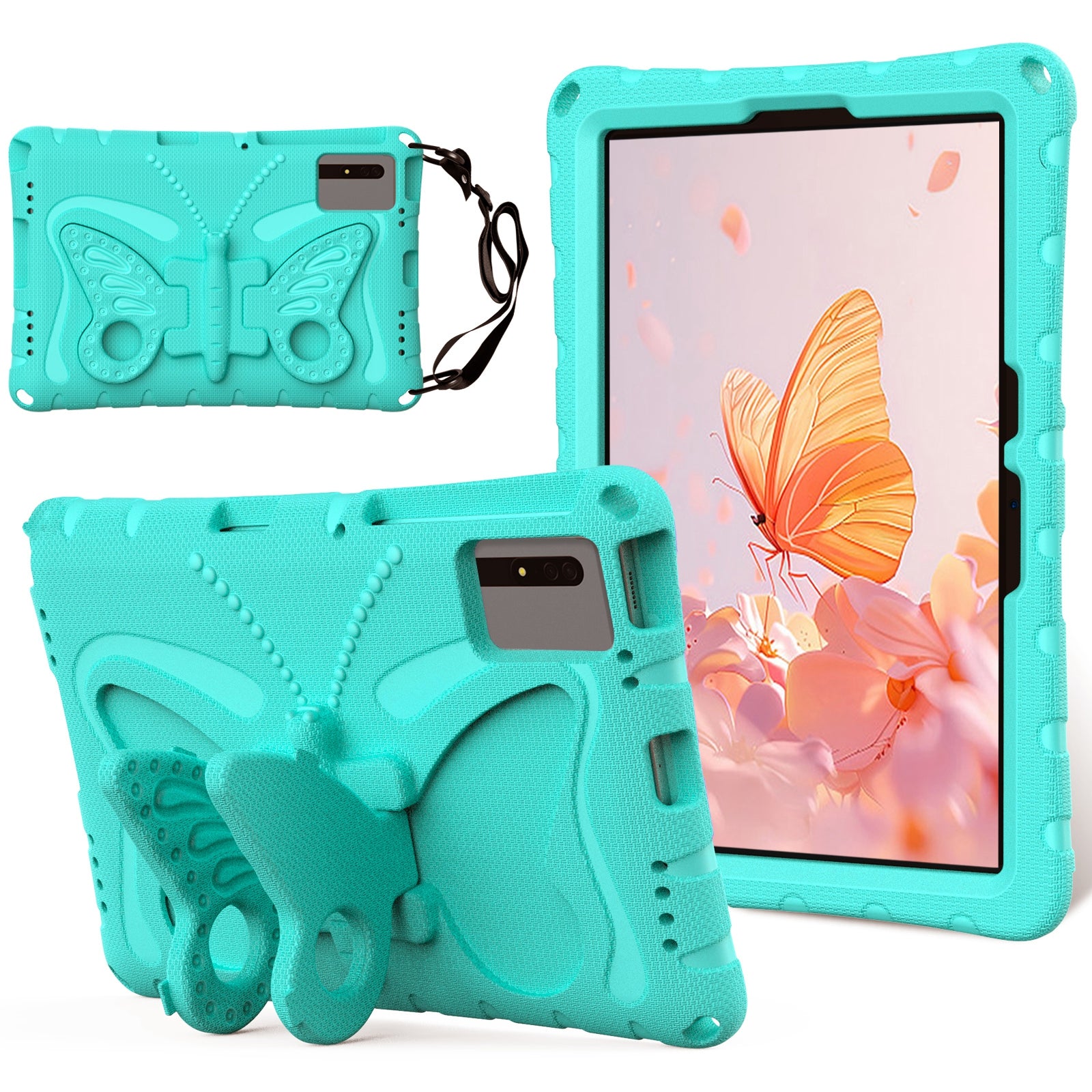 Butterfly Kickstand EVA Tablet Cover For Huawei MatePad SE 11 / Lenovo Tab M11 / Samsung Galaxy Tab S9 FE / S9 / S8 / S7 / Xiaomi Redmi Pad SE / Pad 6 - Mint Green