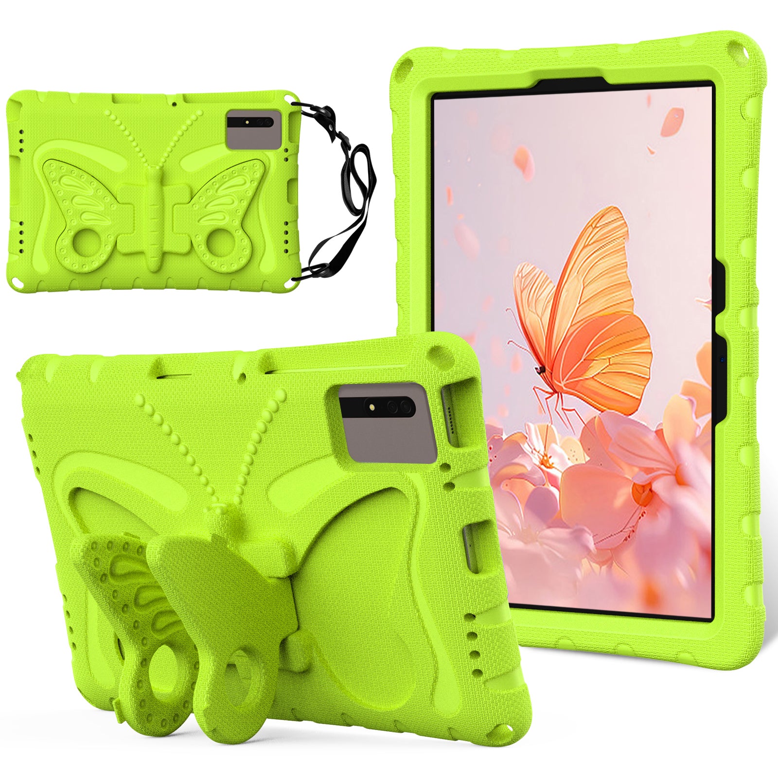 Butterfly Kickstand EVA Tablet Cover For Huawei MatePad SE 11 / Lenovo Tab M11 / Samsung Galaxy Tab S9 FE / S9 / S8 / S7 / Xiaomi Redmi Pad SE / Pad 6 - Green