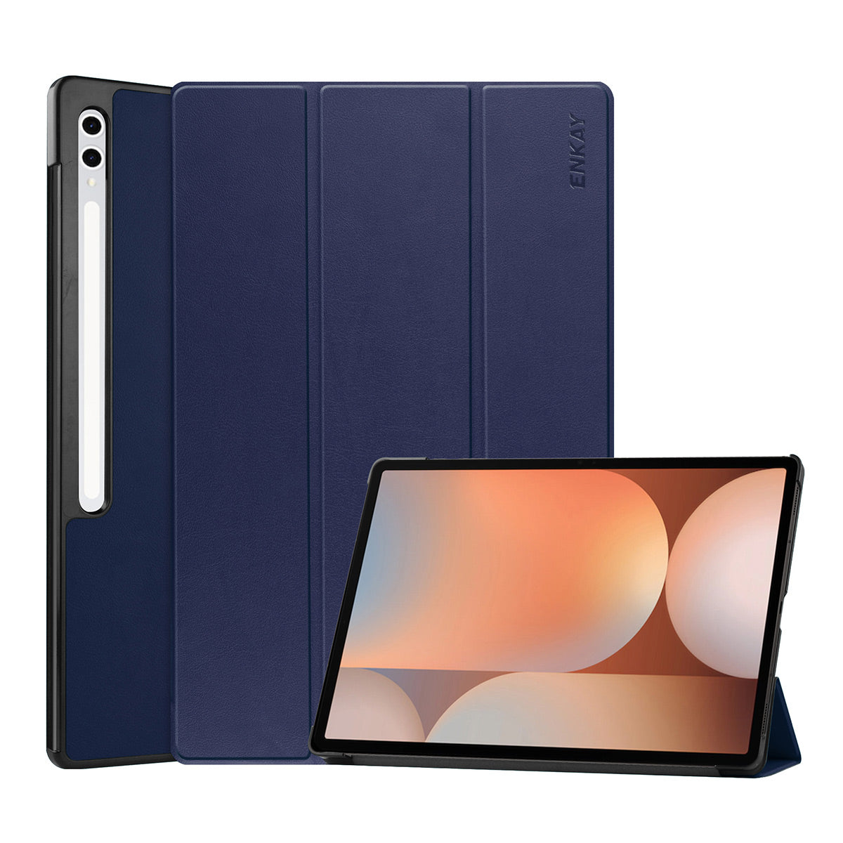 For Samsung Galaxy Tab S9+ / Galaxy Tab S9 FE+ / Galaxy Tab S10+ ENKAY HAT PRINCE Trifold Stand Cover PU Leather+PC Tablet Case - Dark Blue