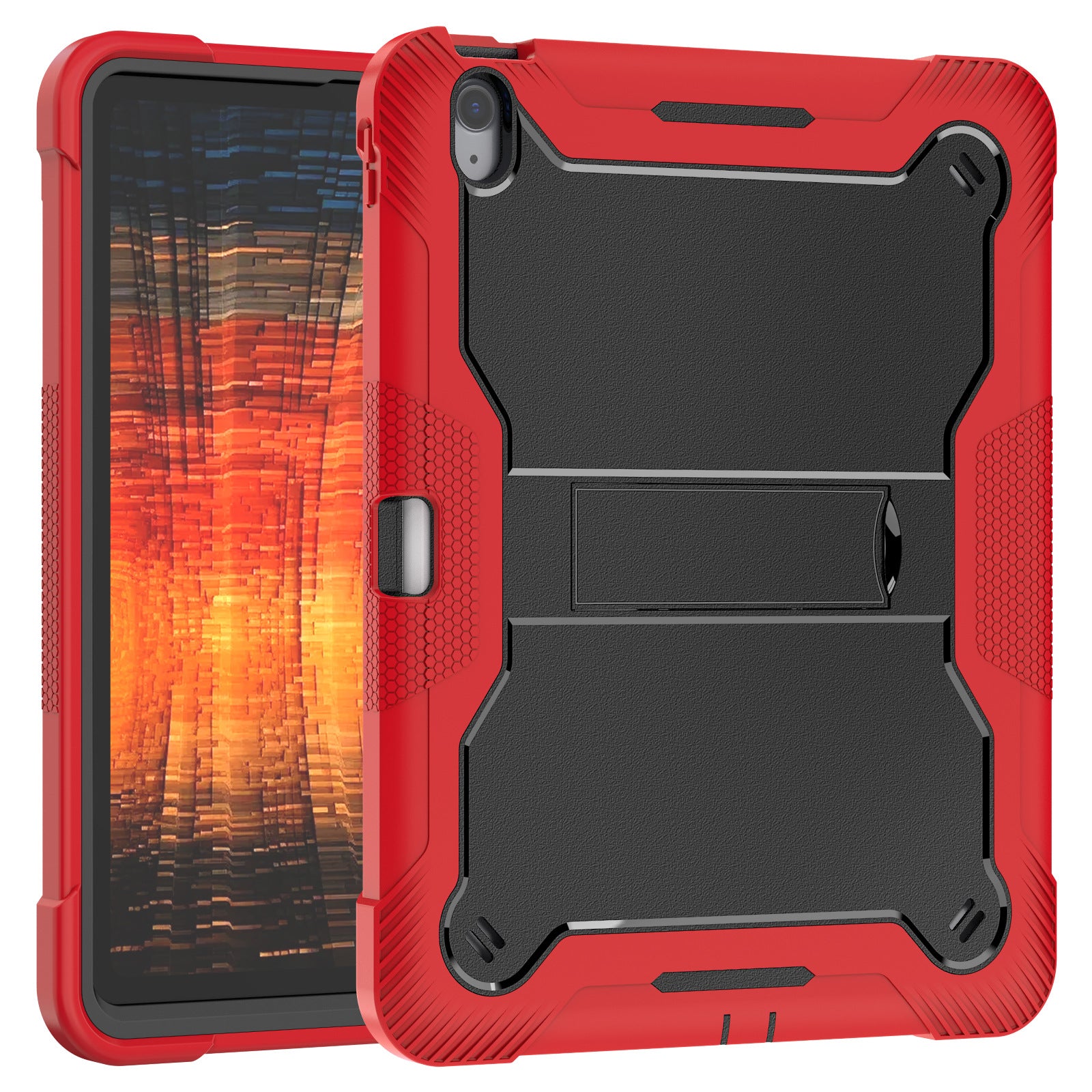 Bulk Buy Tablet Case For Samsung Galaxy Tab S9 FE  /  Tab S9 X710  /  X716B  /  X718U Kickstand Silicone + PC Impact Protective Tablet Cover - Red