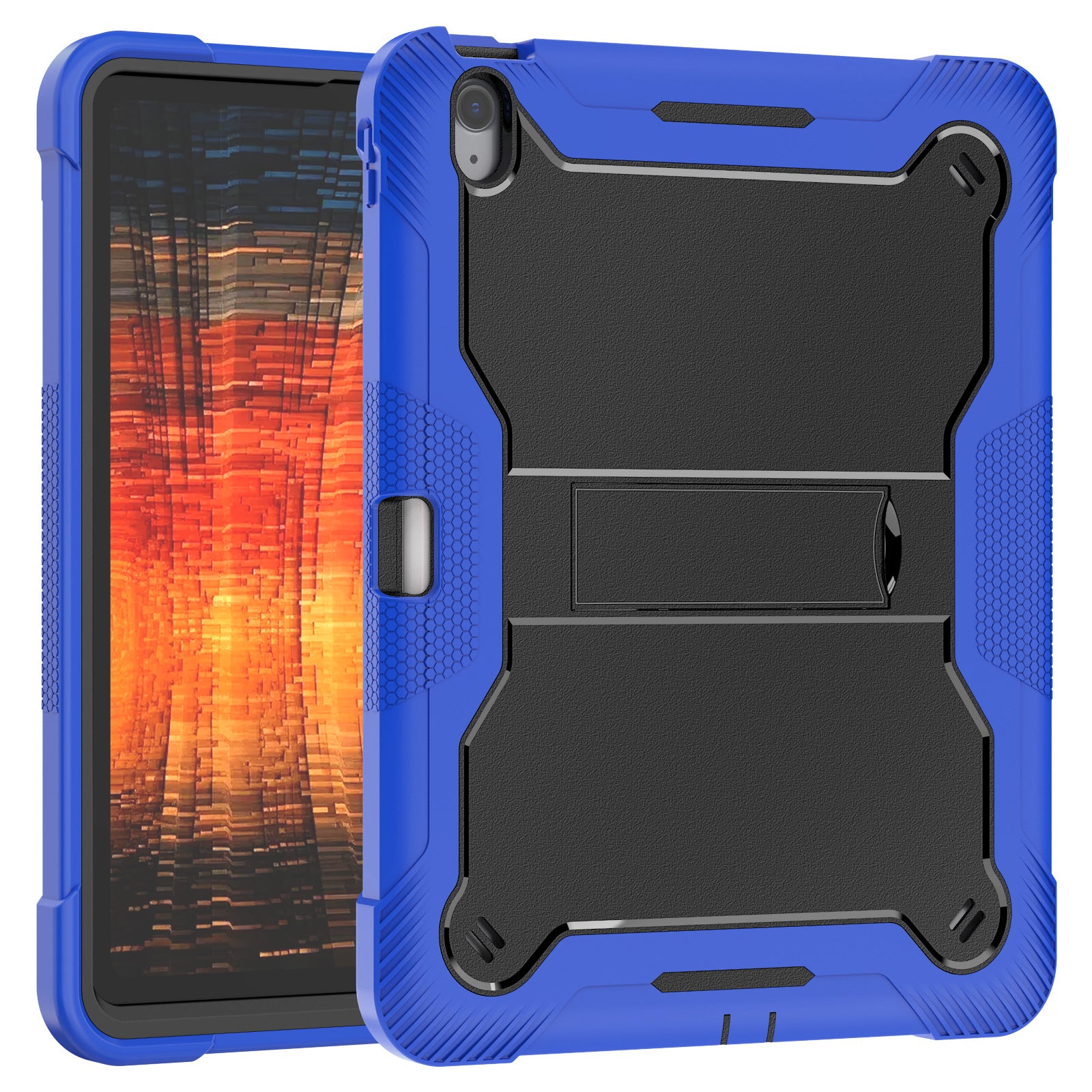 Bulk Buy Tablet Case For Samsung Galaxy Tab S9 FE  /  Tab S9 X710  /  X716B  /  X718U Kickstand Silicone + PC Impact Protective Tablet Cover - Dark Blue+Black