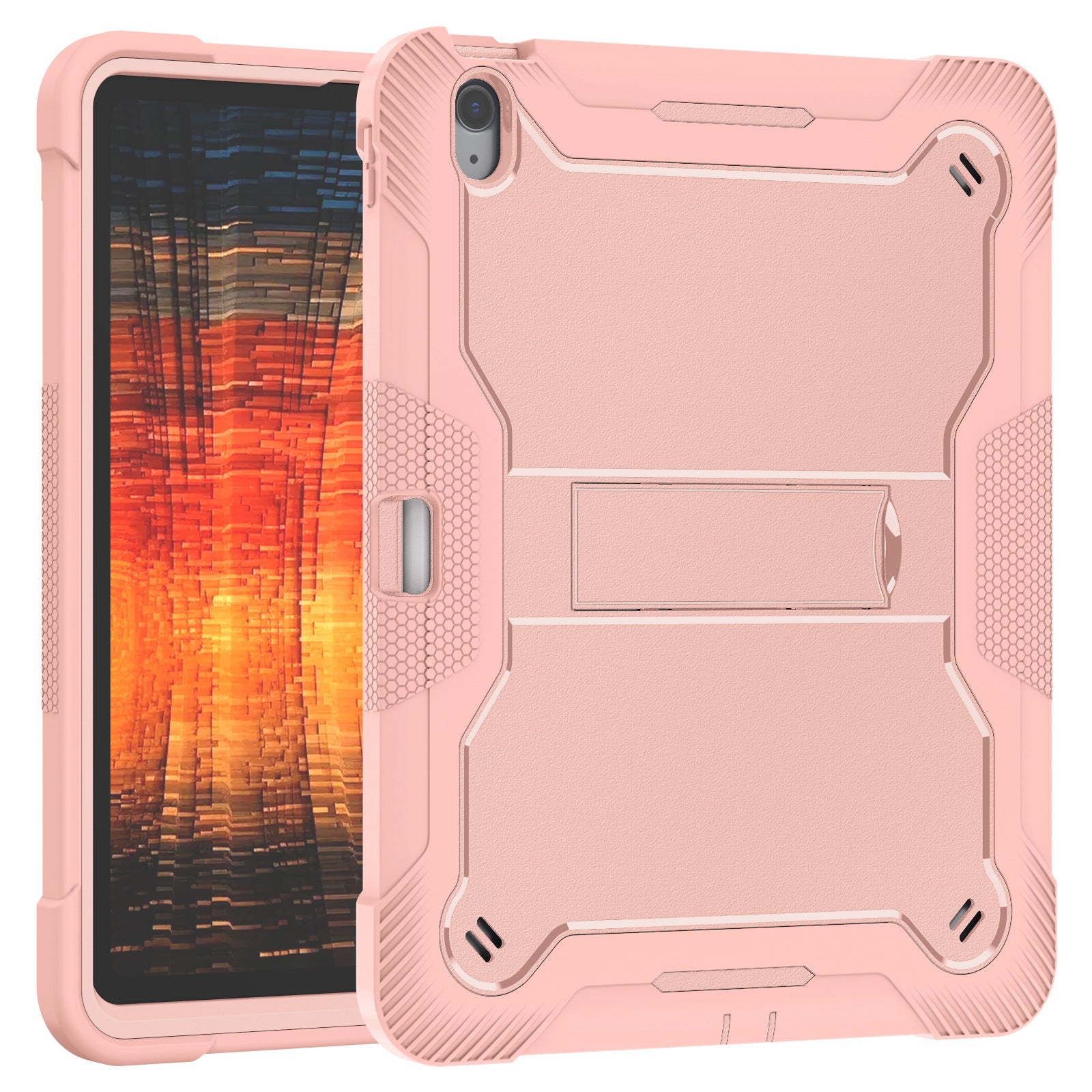 Bulk Buy Tablet Case For Samsung Galaxy Tab S9 FE  /  Tab S9 X710  /  X716B  /  X718U Kickstand Silicone + PC Impact Protective Tablet Cover - Rose Gold