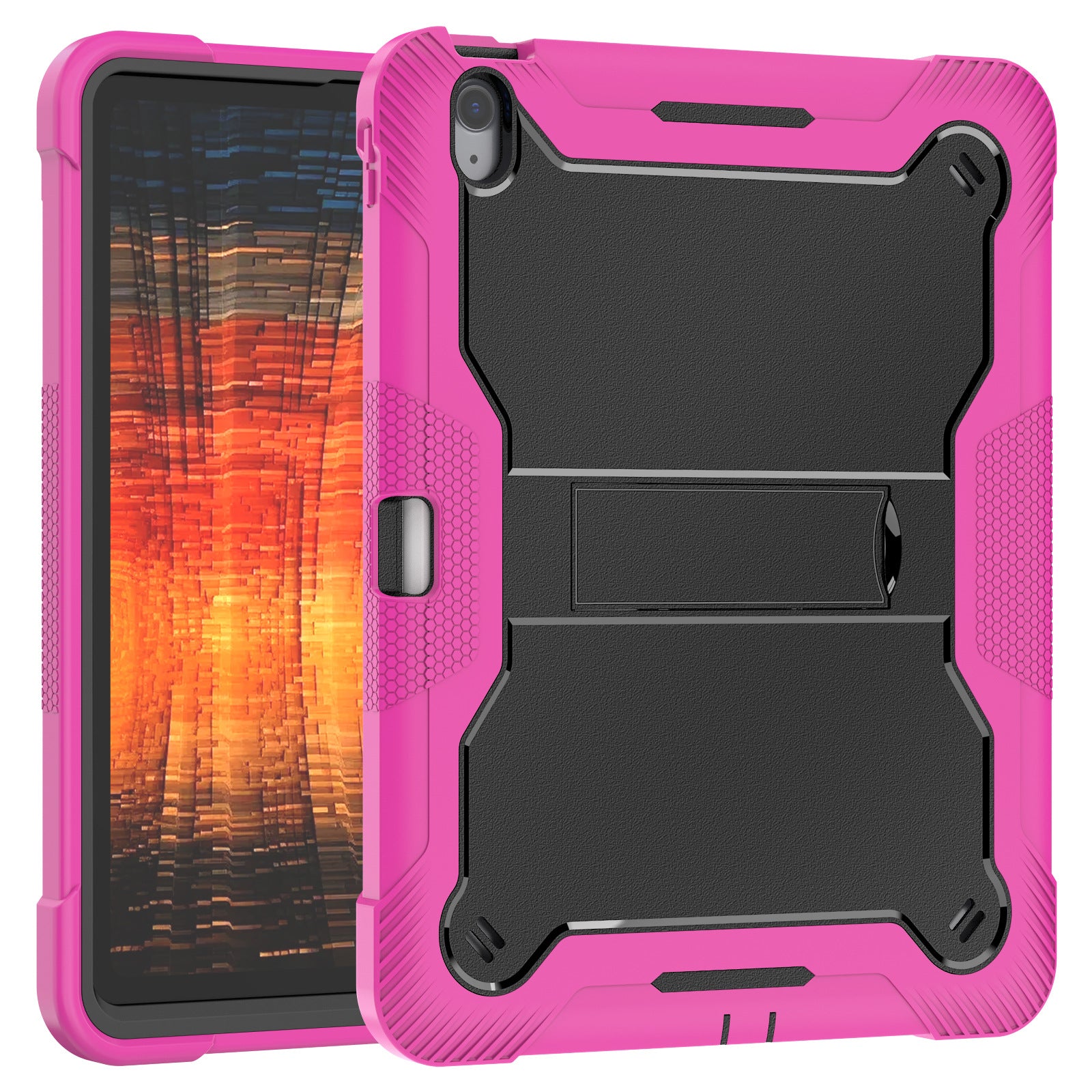 Bulk Buy Tablet Case For Samsung Galaxy Tab S9 FE  /  Tab S9 X710  /  X716B  /  X718U Kickstand Silicone + PC Impact Protective Tablet Cover - Rose+Black