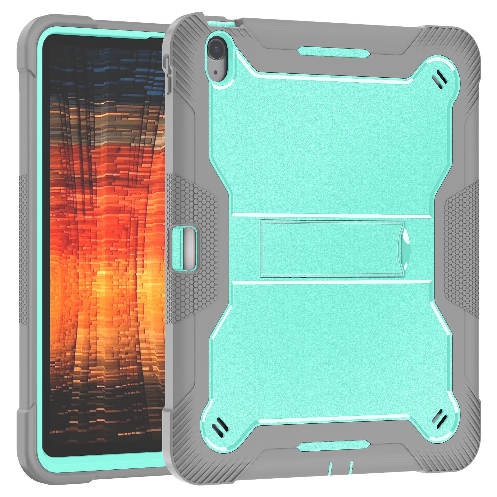 Bulk Buy Tablet Case For Samsung Galaxy Tab S10+  /  S9 FE+  /  S9+ Kickstand Silicone + PC Impact Protective Tablet Cover - Mint Green+Grey